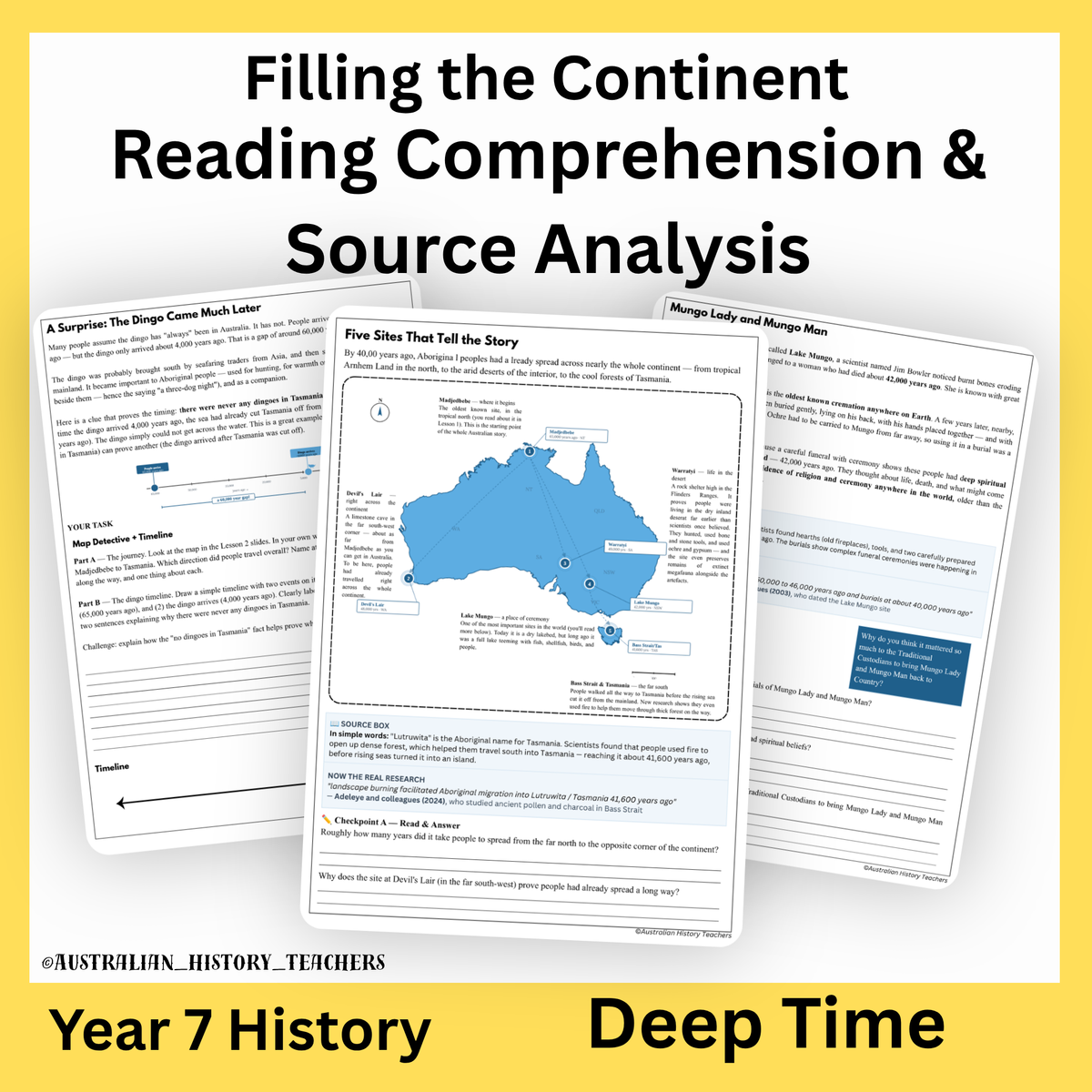 Year 7 Ancient Australia & Deep Time: Migration & Settlement | PowerPoint & Worksheets