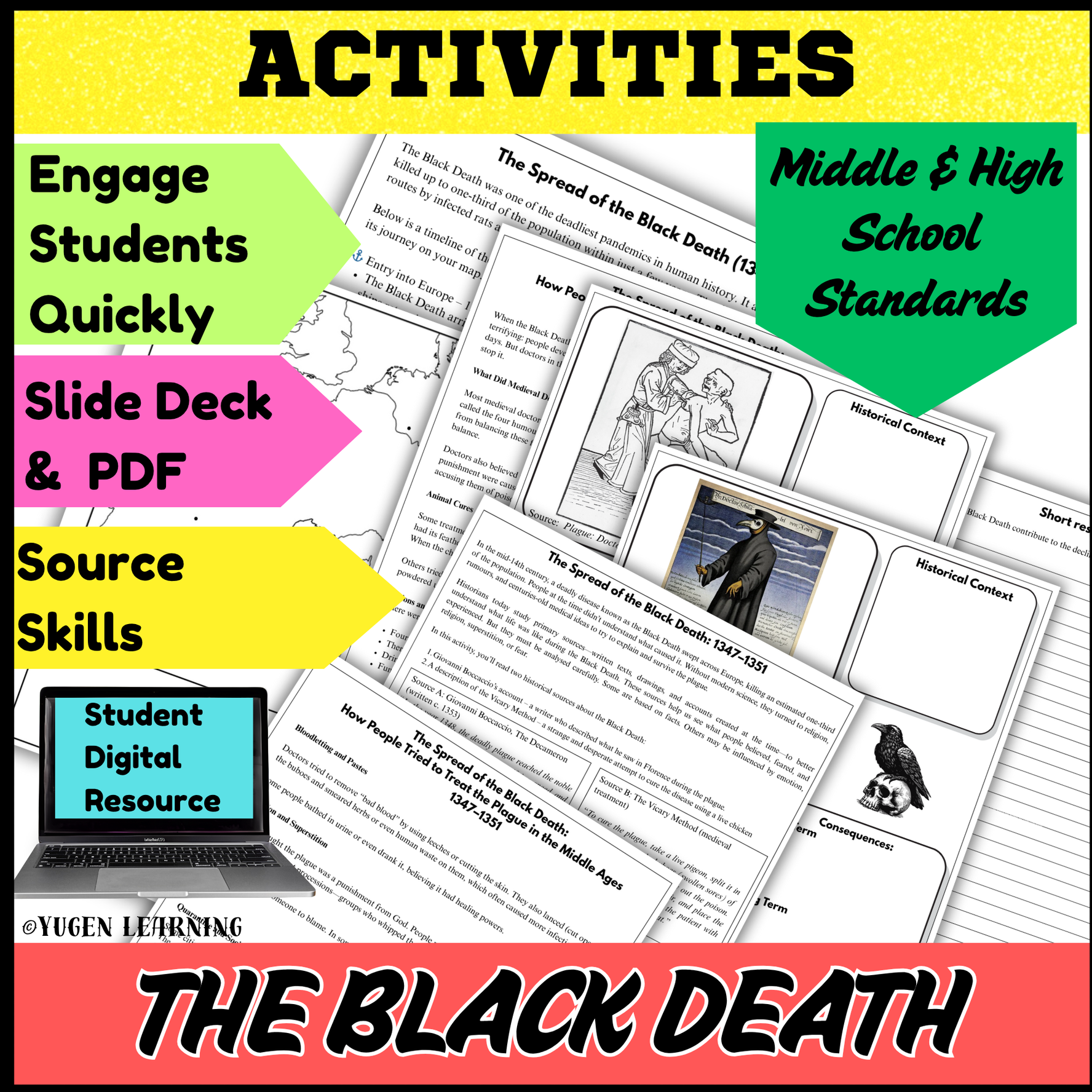 Black Death Art Activity, Danse Macabre Analysis, Source Tasks Digital-Print
