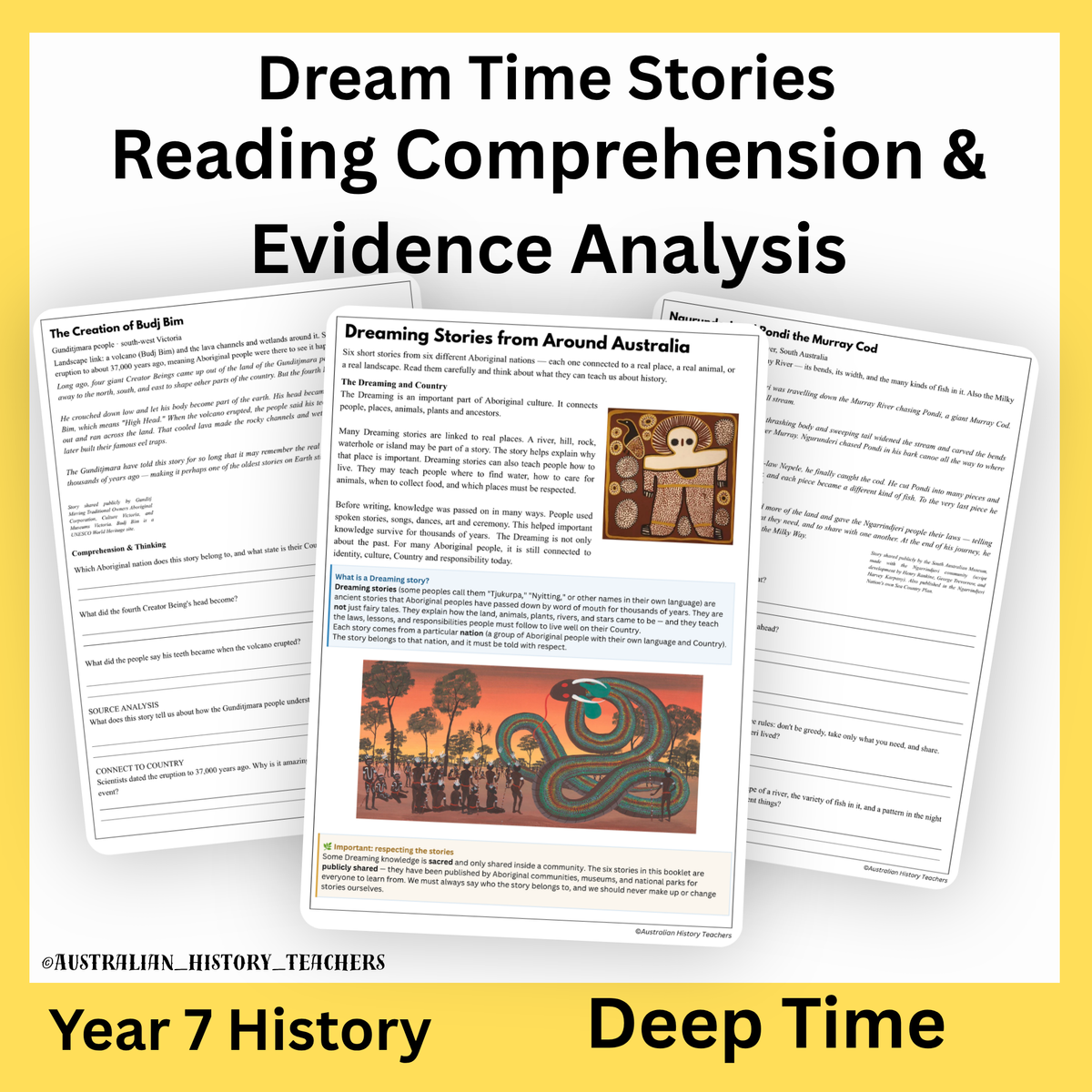 Year 7 Ancient Australia & Deep Time: The Dreaming | PowerPoint, Worksheets & Answers