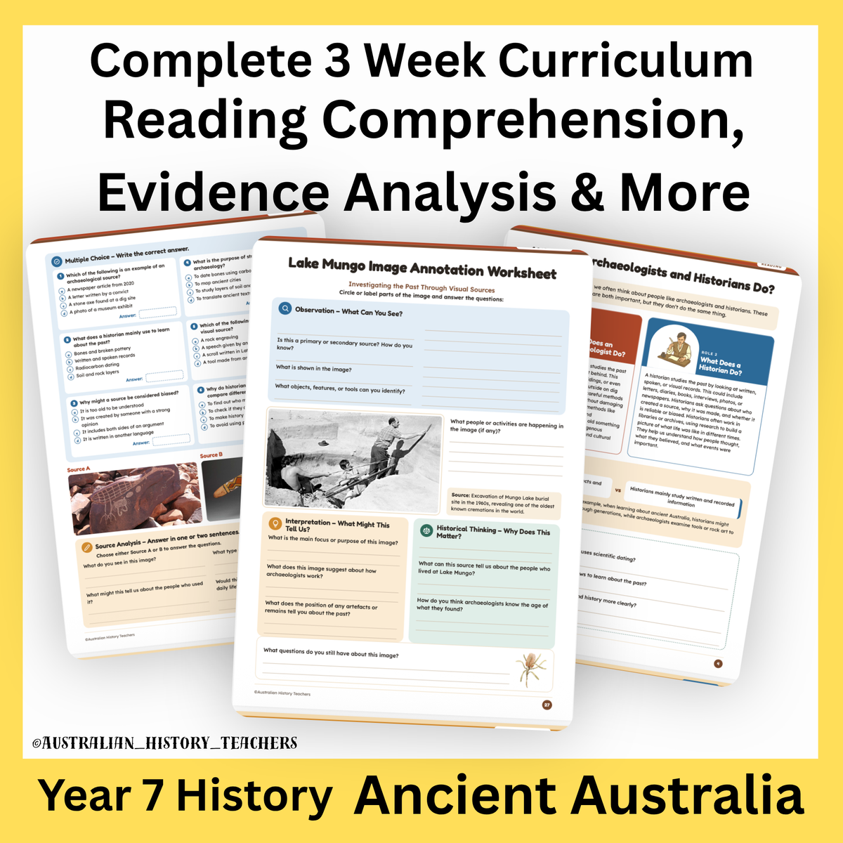 Year 7 Ancient Australia & Deep Time: 3-Week Archaeology Unit | Slides & Worksheets
