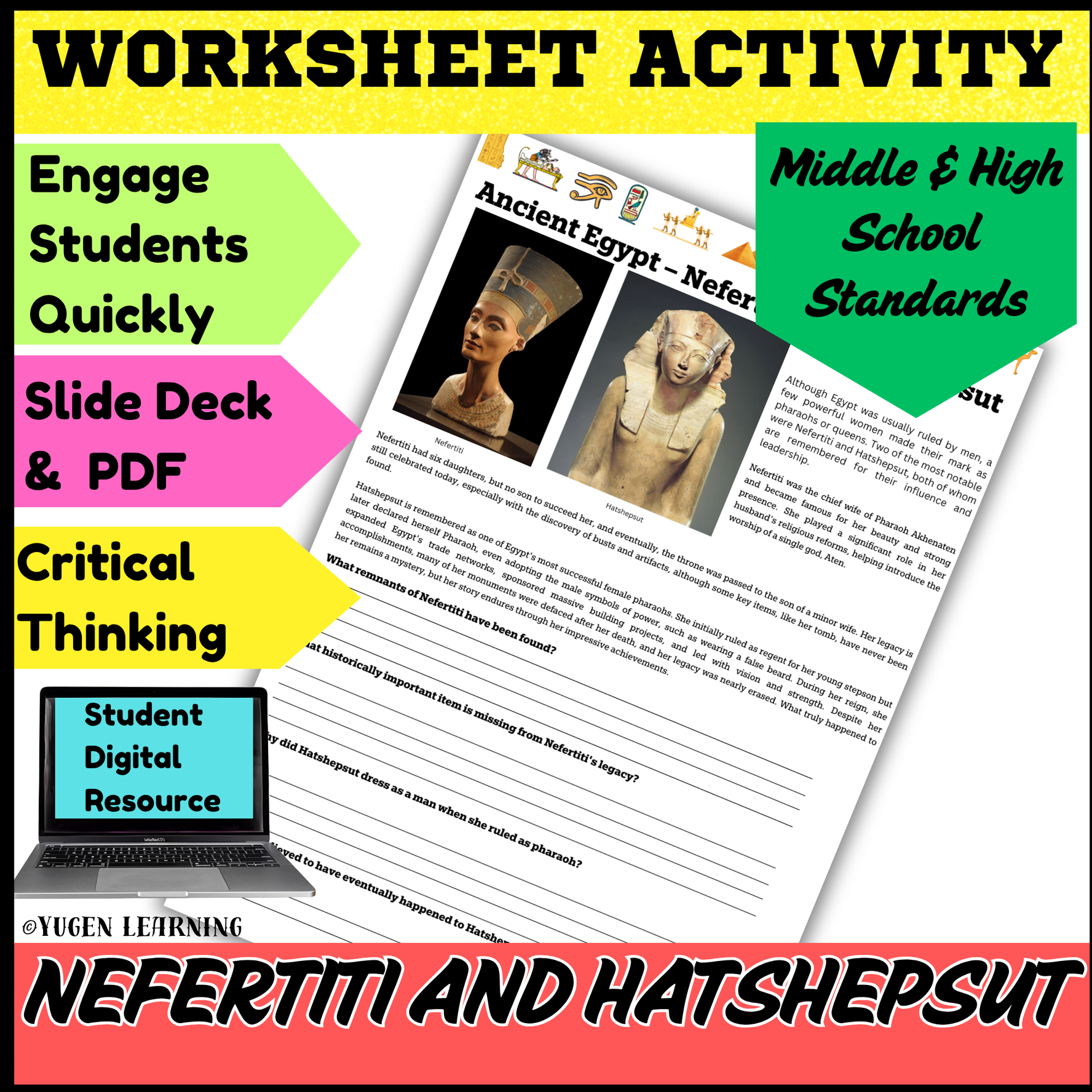 Powerful Women of Ancient Egypt Nefertiti, Hatshepsut worksheet (digital-Print