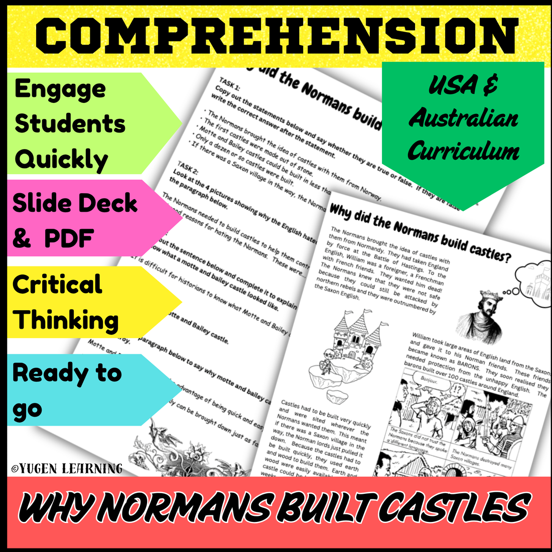 Medieval Europe: Why Did the Normans Build Castles? Slides & Worksheet (Print)