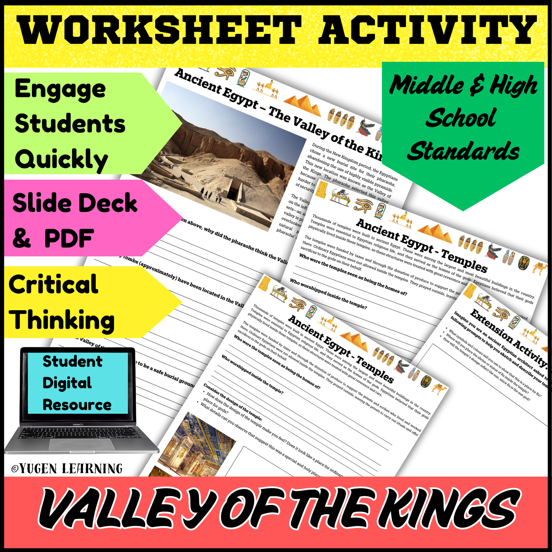 Ancient History - Ancient Egypt Valley of the Kings Guided Reading Worksheet