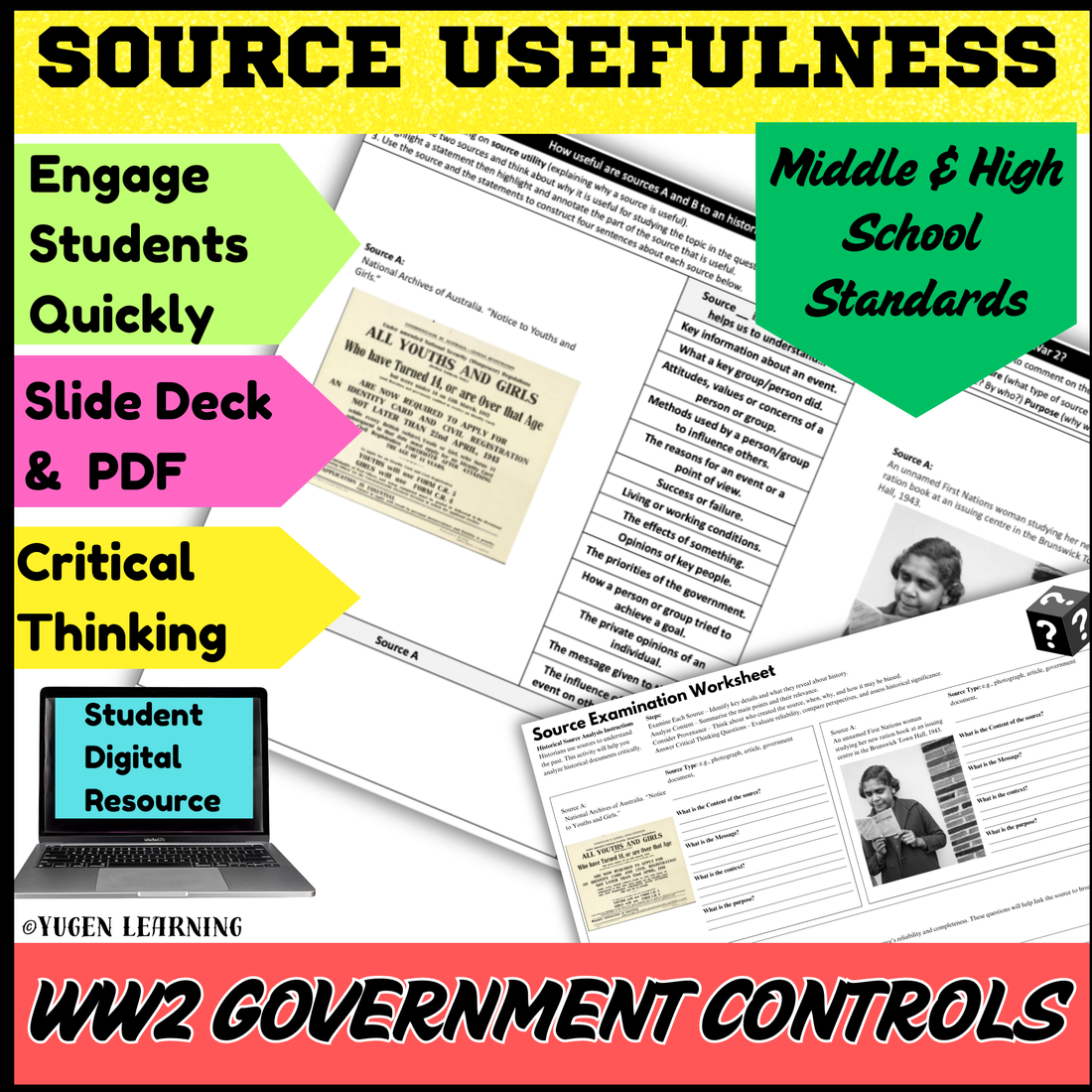 Australian WW2 History - government controls Source Usefulness worksheet