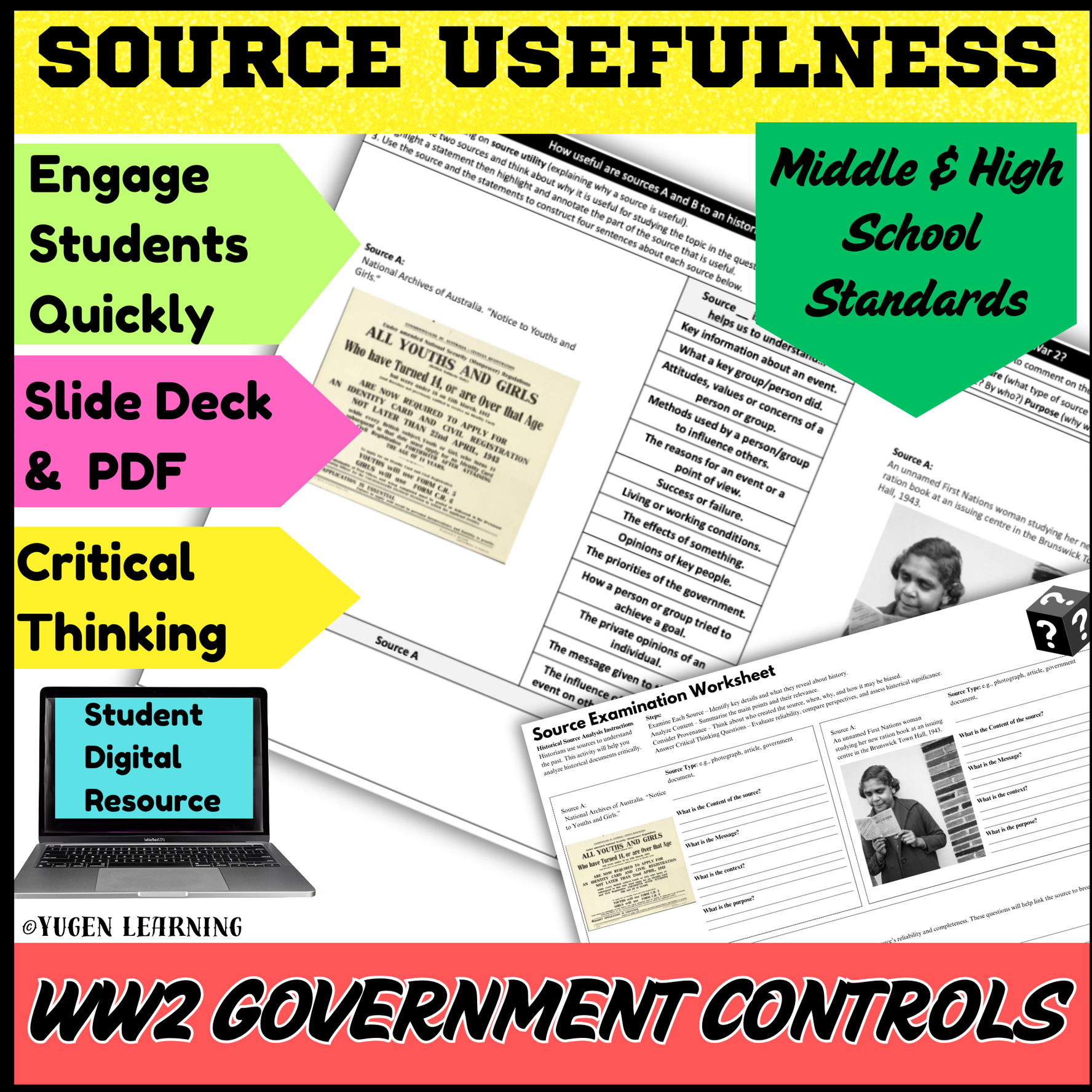 Australian WW2 History - government controls Source Usefulness worksheet