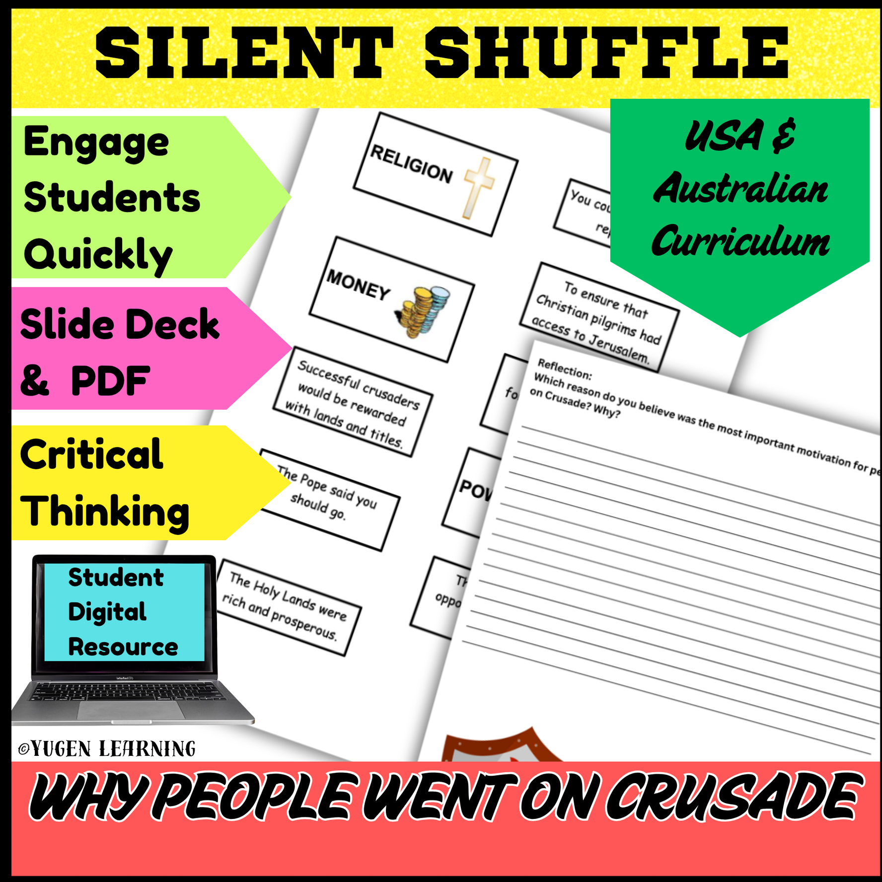 Medieval Crusades Card Sort, Why They Went Activity, Slides (Digital & Print)