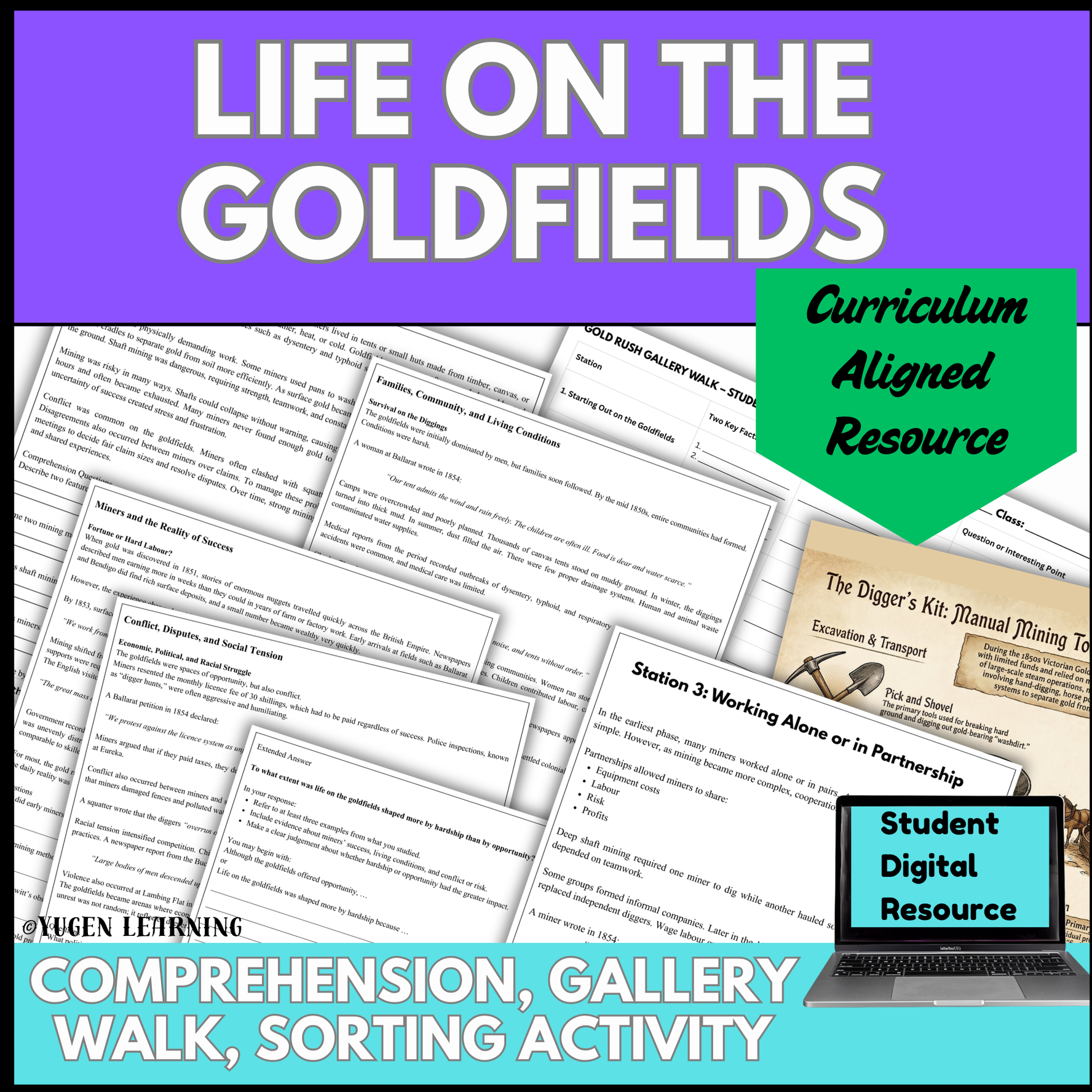 Australian Colonial History: Life on the Goldfields Lesson (Digital & Printable)