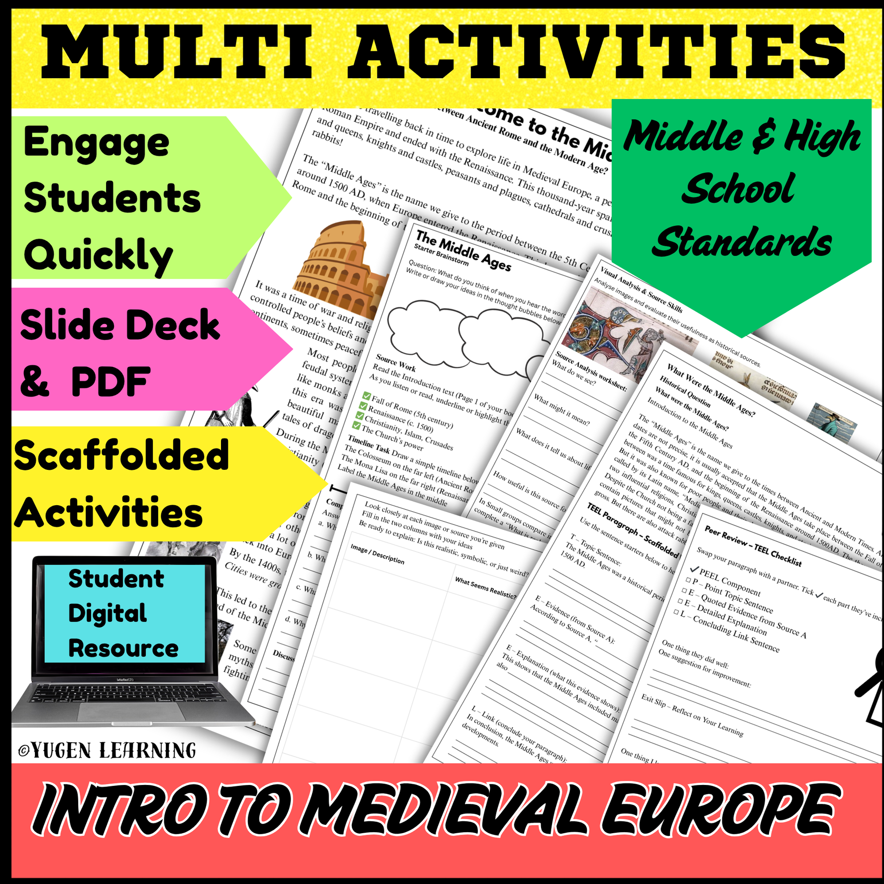 Medieval History Starter Lesson, Introduction Worksheets, source, Digital-Print