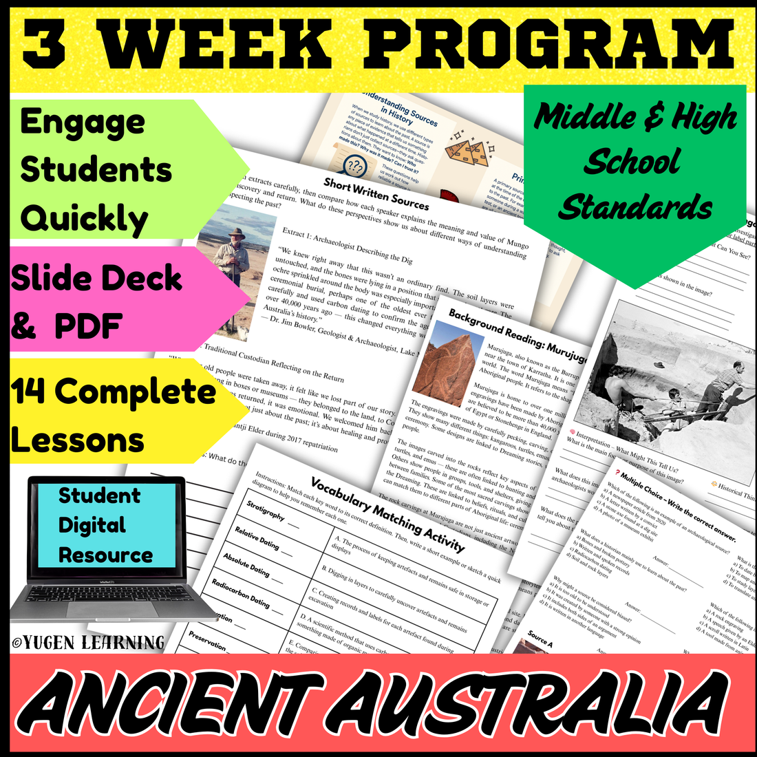 Ancient Australia History 3-Week Unit: Slides, Worksheets (Digital & Print)