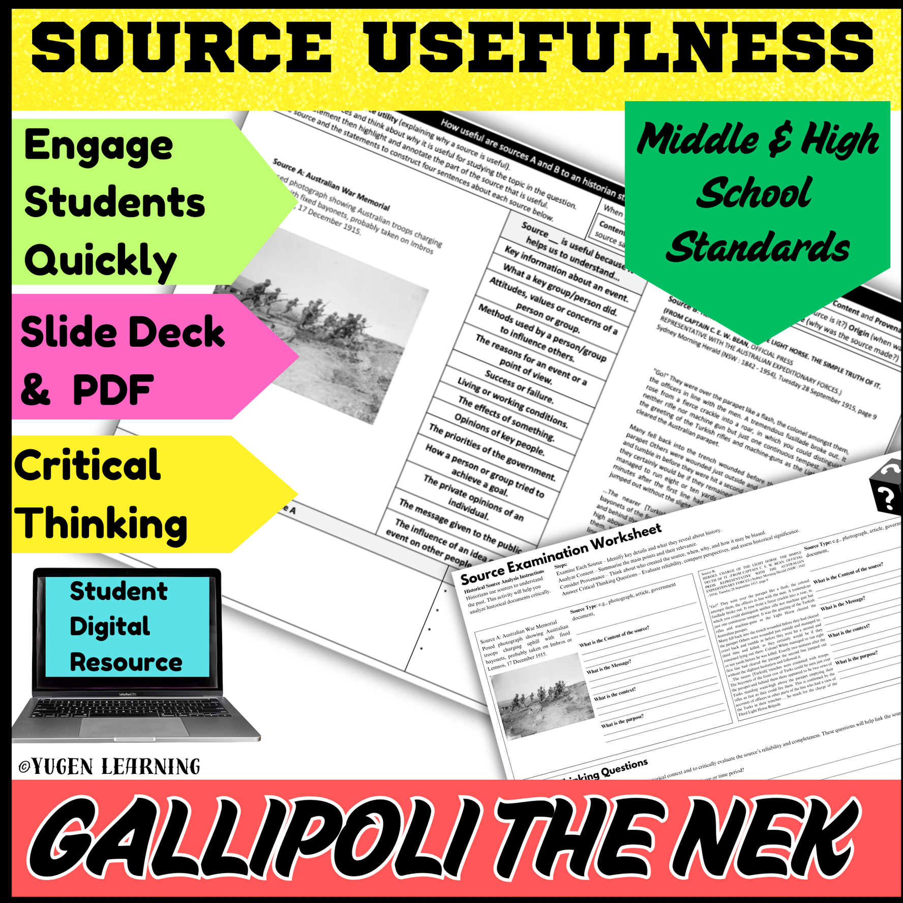 Australian History, Gallipoli, Attack on the Nek Source Usefulness worksheet