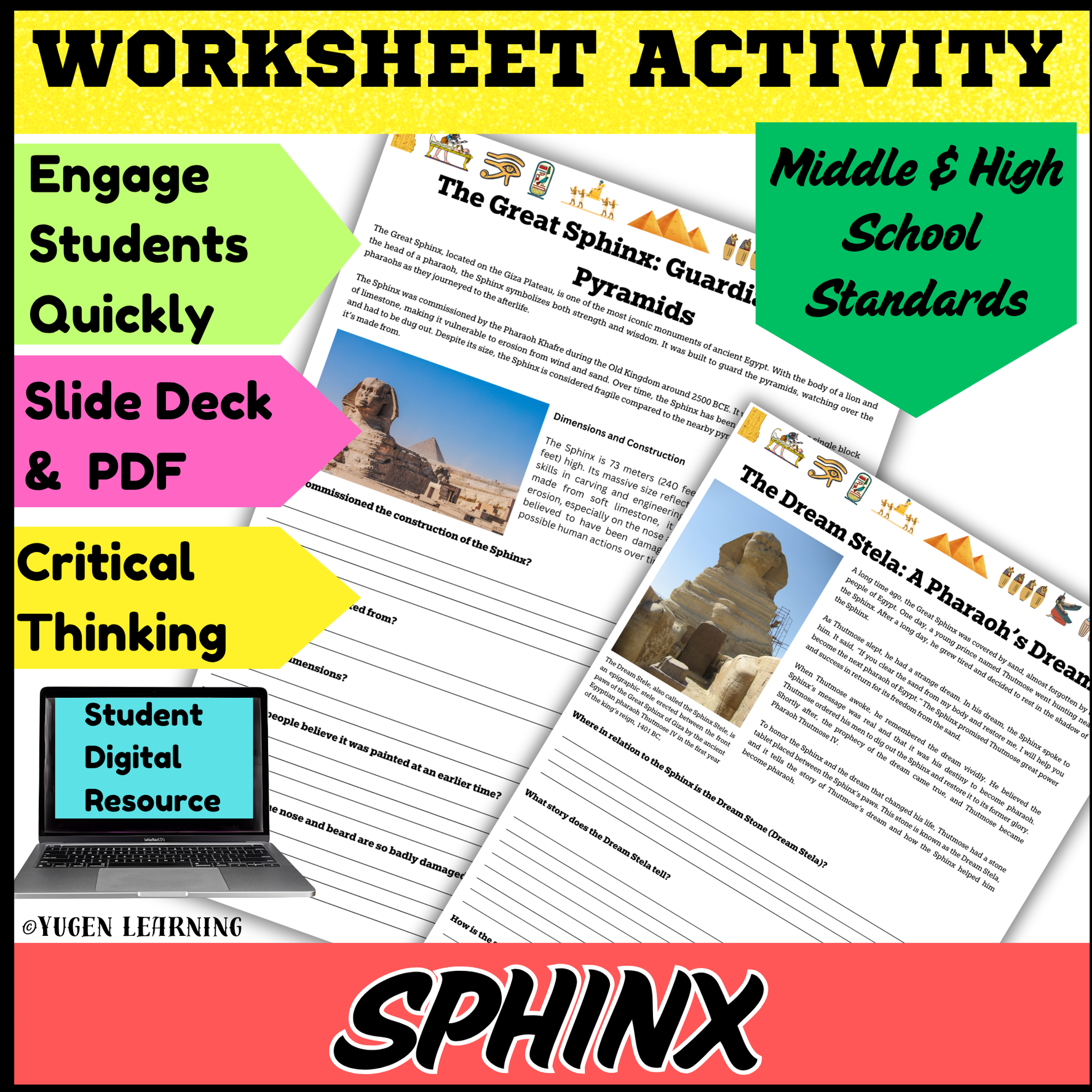 The Dream Stela and the Great Sphinx Activity worksheet, slides (Digital-Print)