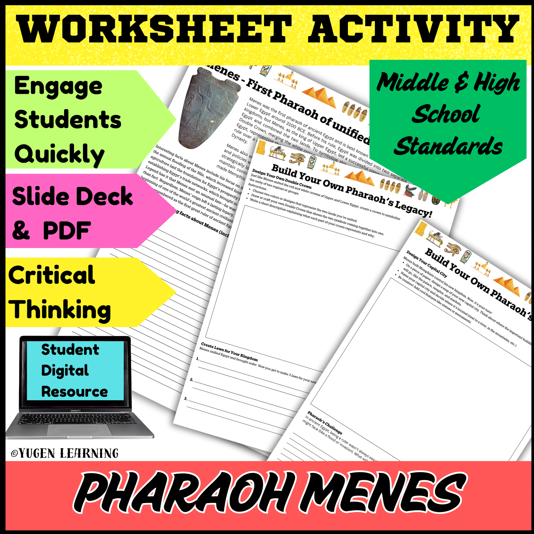Ancient Egypt:Build Your Own Pharaoh’s Legacy: Interactive Activity worksheet (digital-Print)