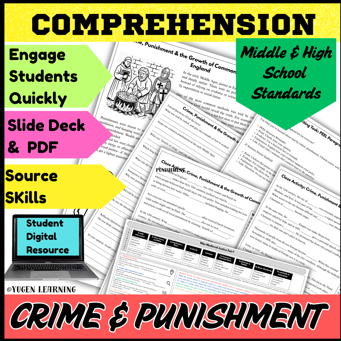 Medieval Crime & Punishment Worksheet Activities, History Task, Digital-Print