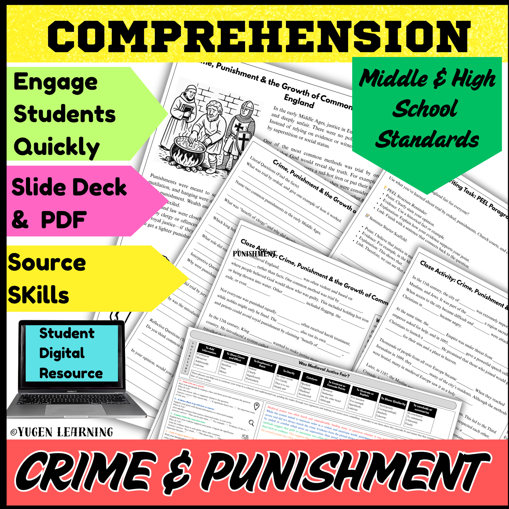 Medieval Crime & Punishment Worksheet Activities, History Task, Digital-Print