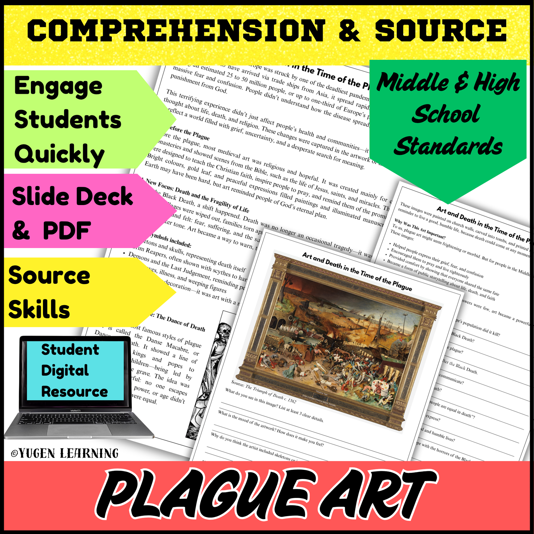 Black Death Art Activity, Danse Macabre Analysis, Source Tasks Digital-Print
