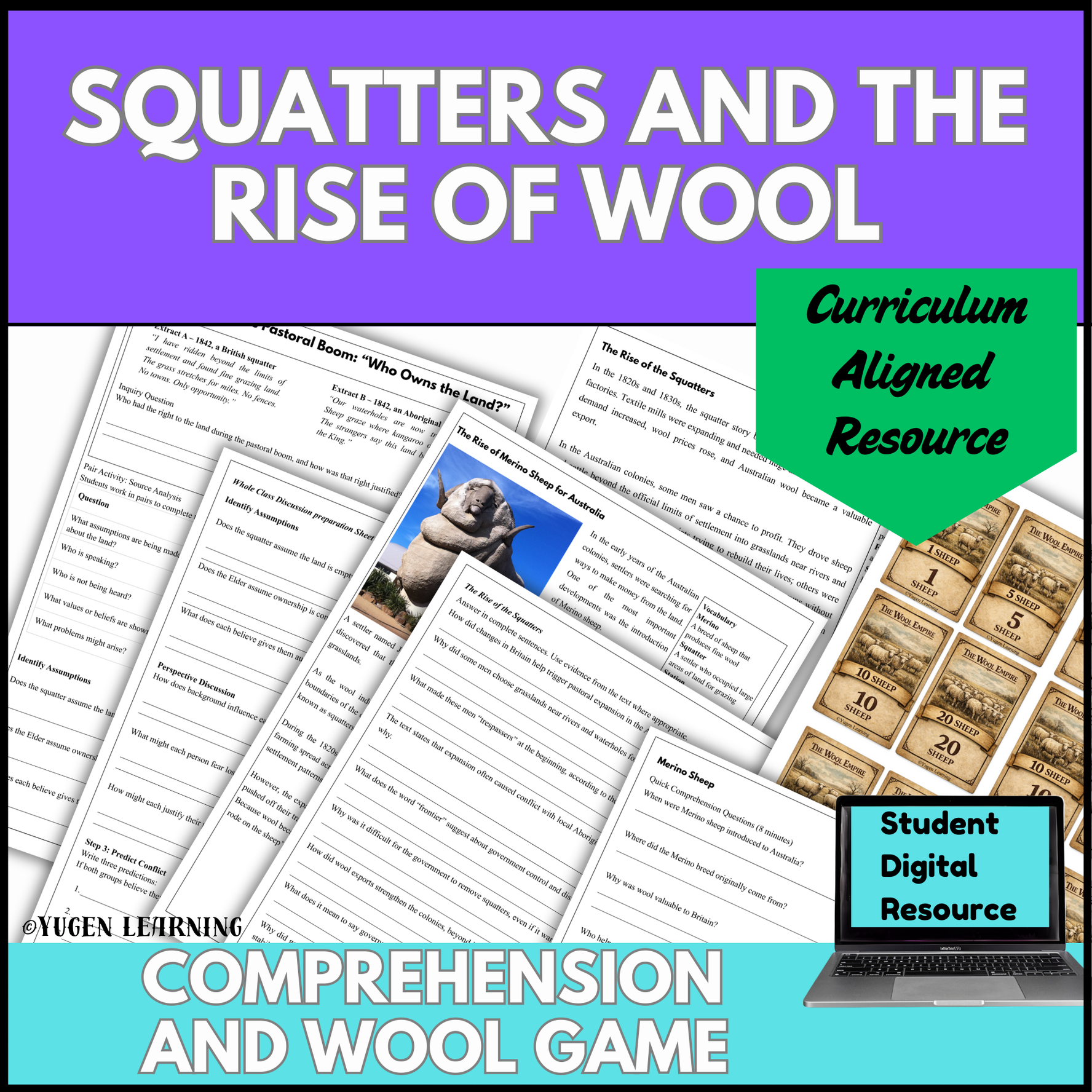 Australian Colonial History: Squatters & Wool Economy Simulation Game (Digital)