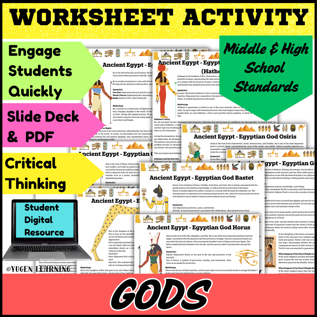 Religion in Ancient Egypt: Gods and Their Influence Worksheets (Digital-Print)