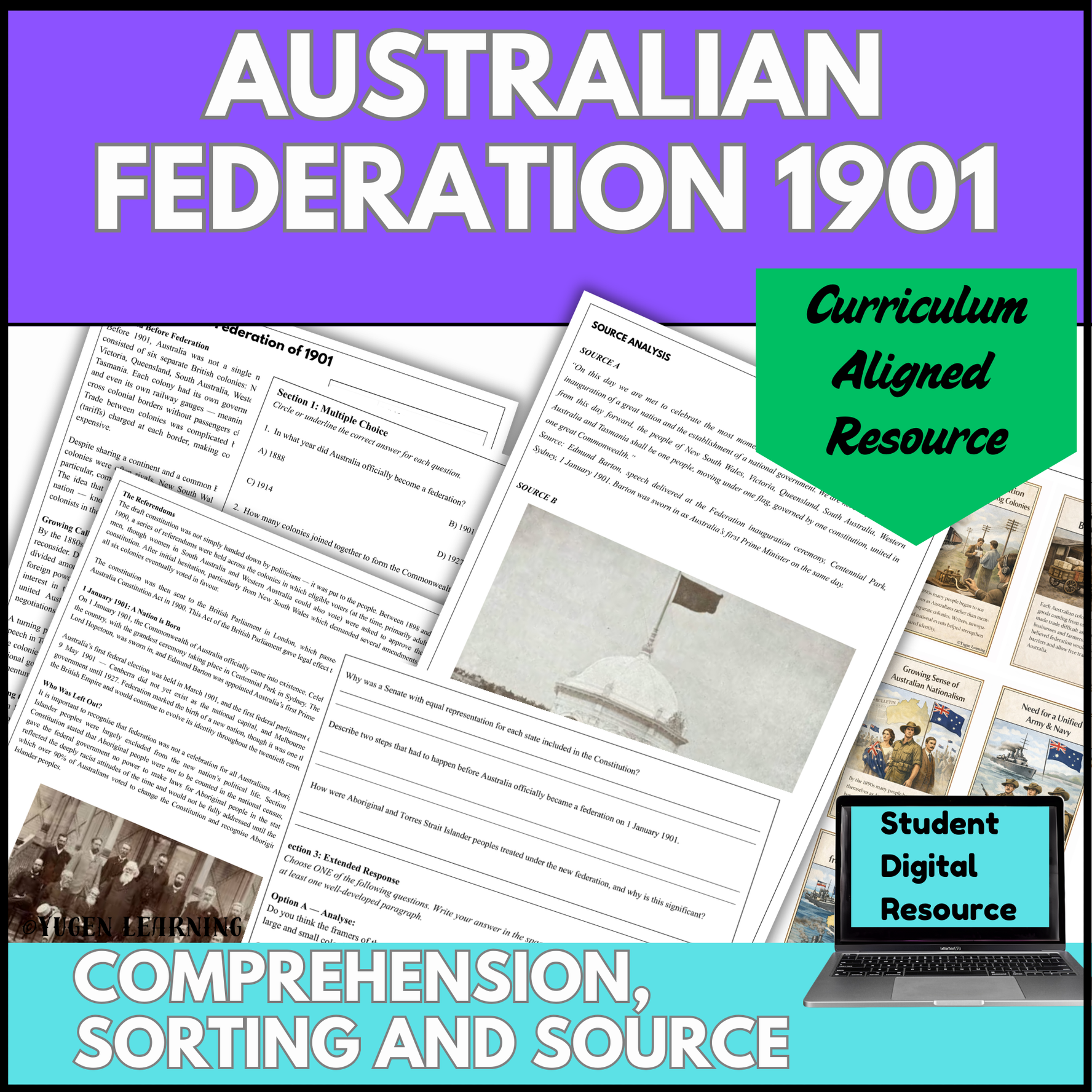 Australian Colonial History: Australian Federation 1901 Lesson (Digital & Print)