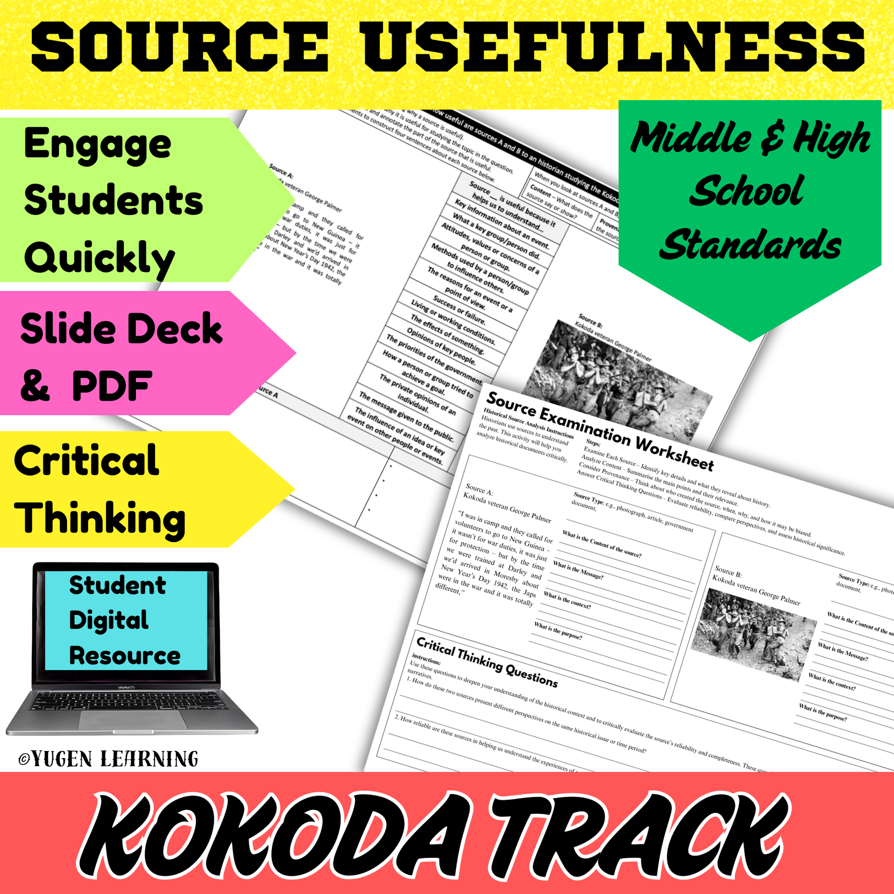 Australian History WWII, Kokoda Track Source Usefulness Worksheets (Digital)