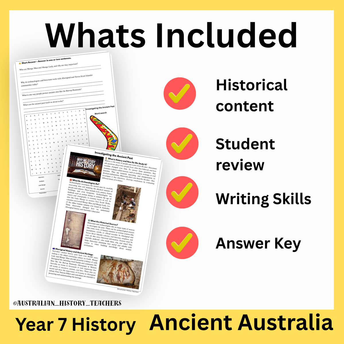 Ancient Australia Introduction | Year 7 History & Humanities | Lesson Slides, Printable Worksheets & Answer Key