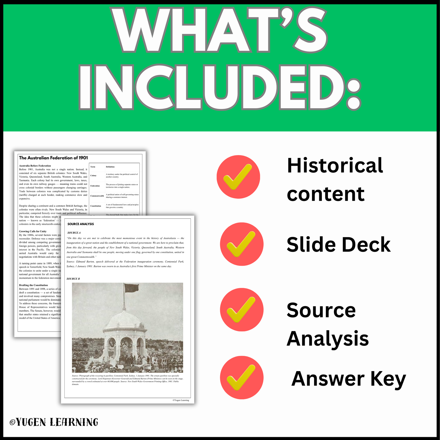 Australian Colonial History: Australian Federation 1901 Lesson (Digital & Print)