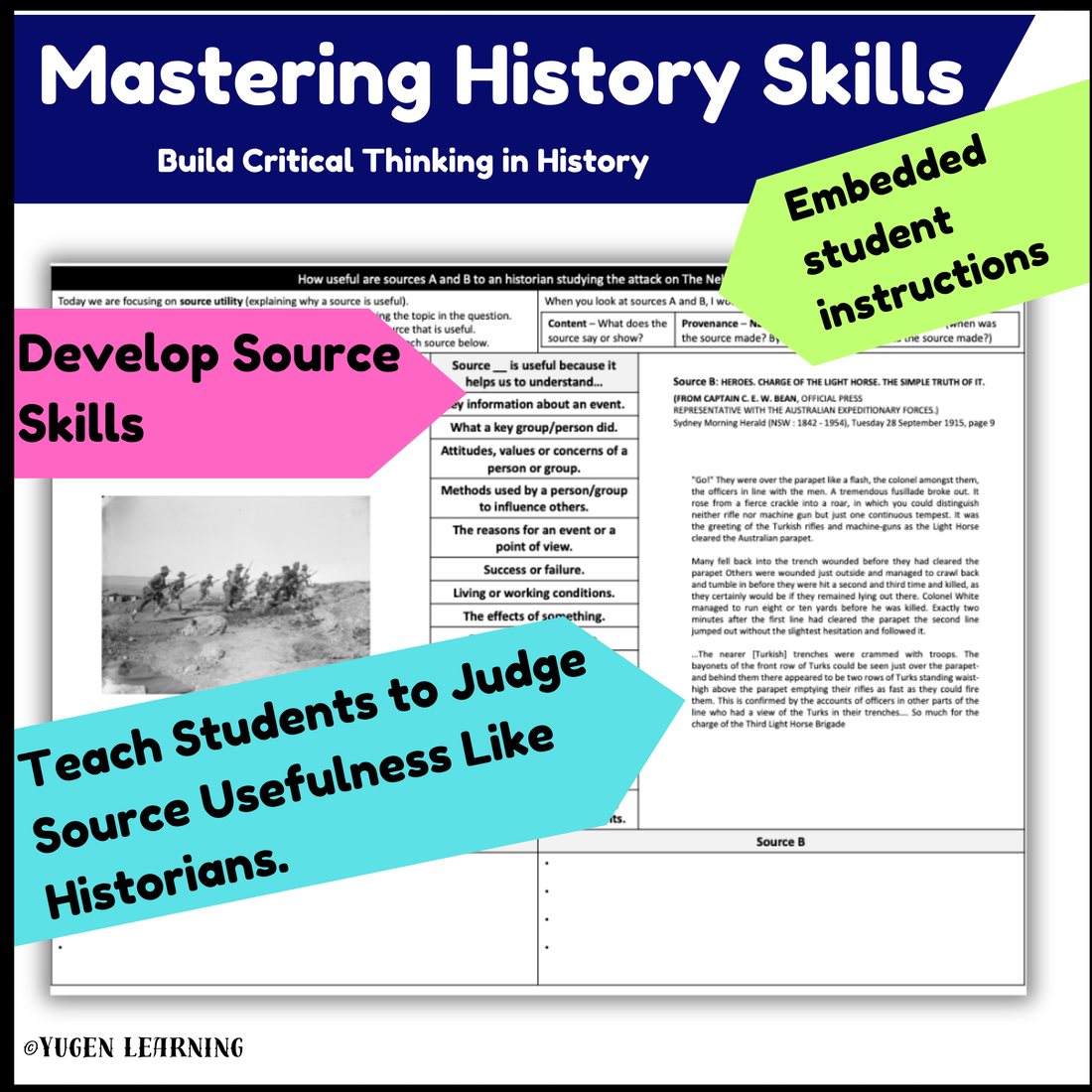 Australian History, Gallipoli, Attack on the Nek Source Usefulness worksheet