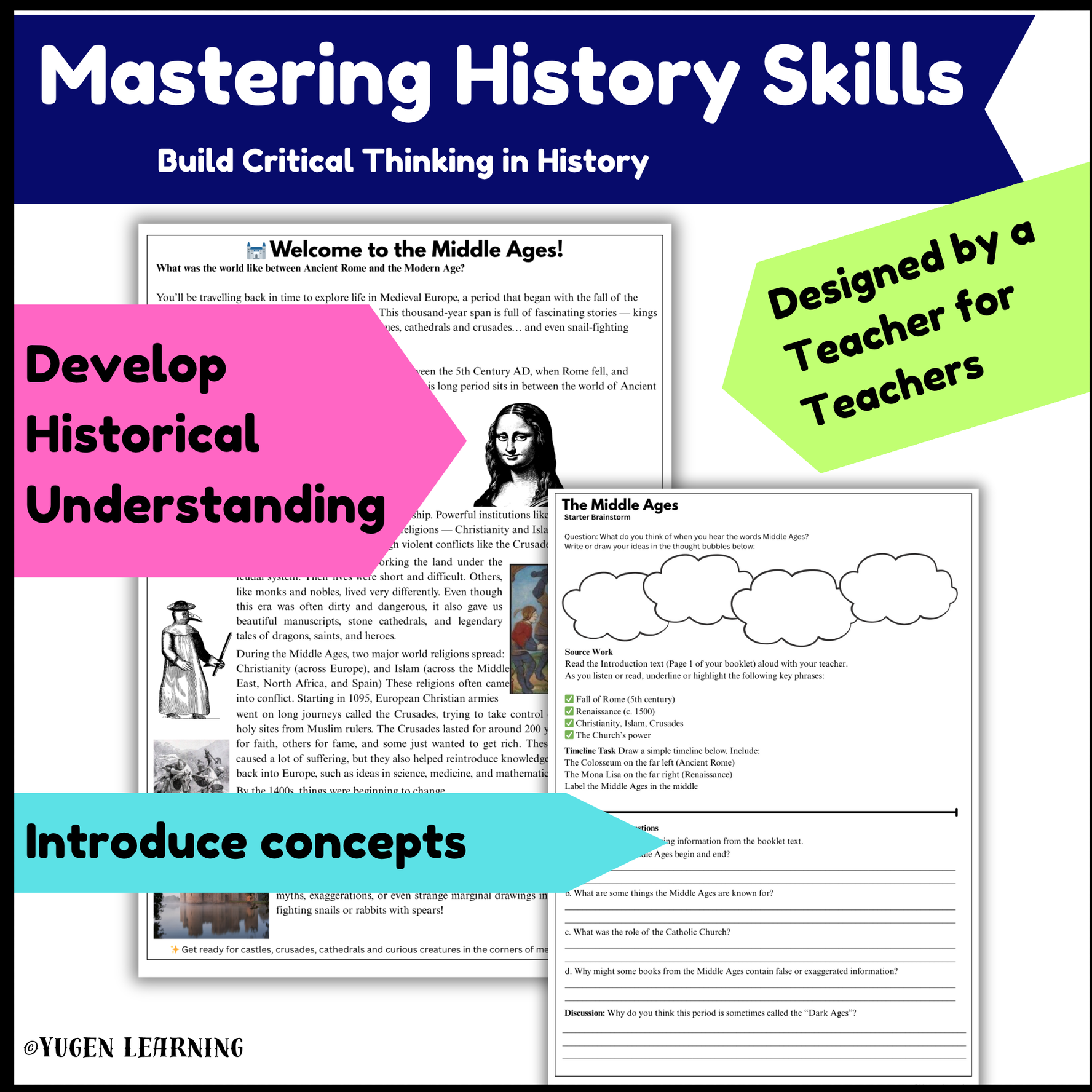 Medieval History Starter Lesson, Introduction Worksheets, source, Digital-Print