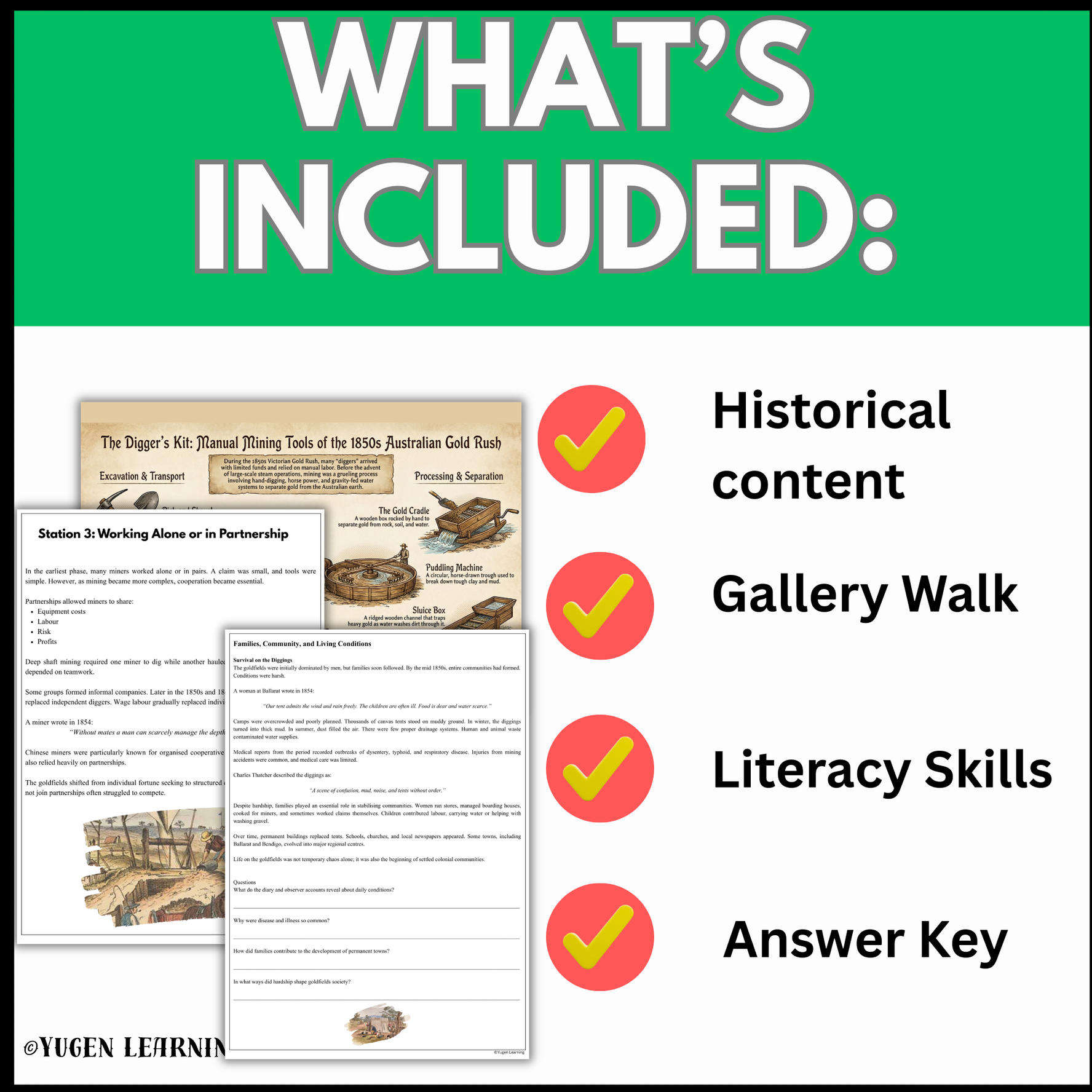 Australian Colonial History: Life on the Goldfields Lesson (Digital & Printable)