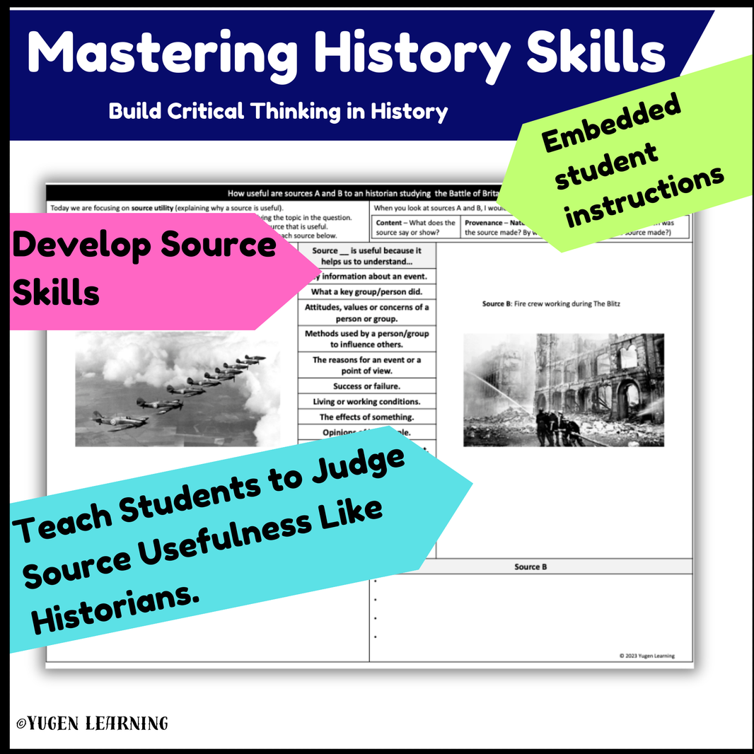 World War 2 History - Battle of Britain Source Usefulness Worksheet, slides deck