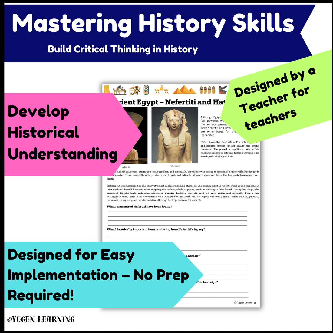 Powerful Women of Ancient Egypt Nefertiti, Hatshepsut worksheet (digital-Print