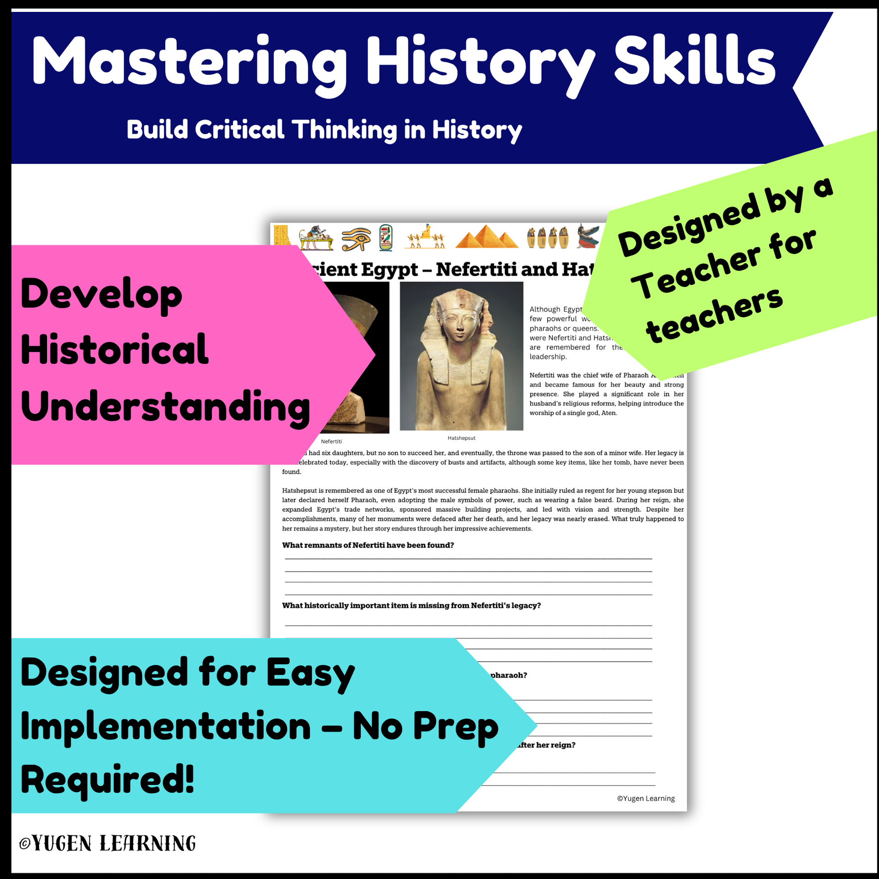 Powerful Women of Ancient Egypt Nefertiti, Hatshepsut worksheet (digital-Print