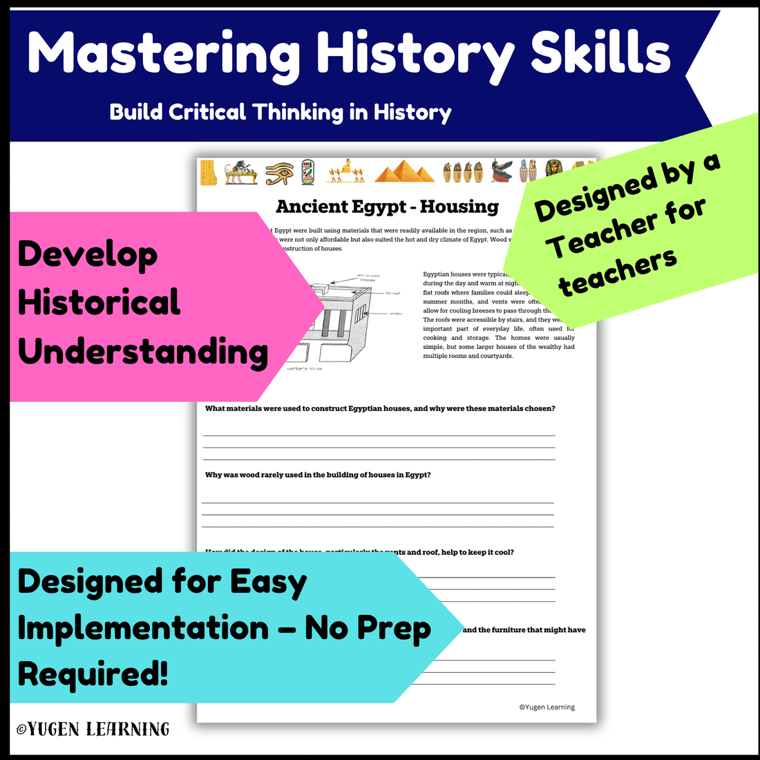 Housing in Ancient Egypt: Rich vs. Poor Worksheet, Slide Deck (Digital-Print)