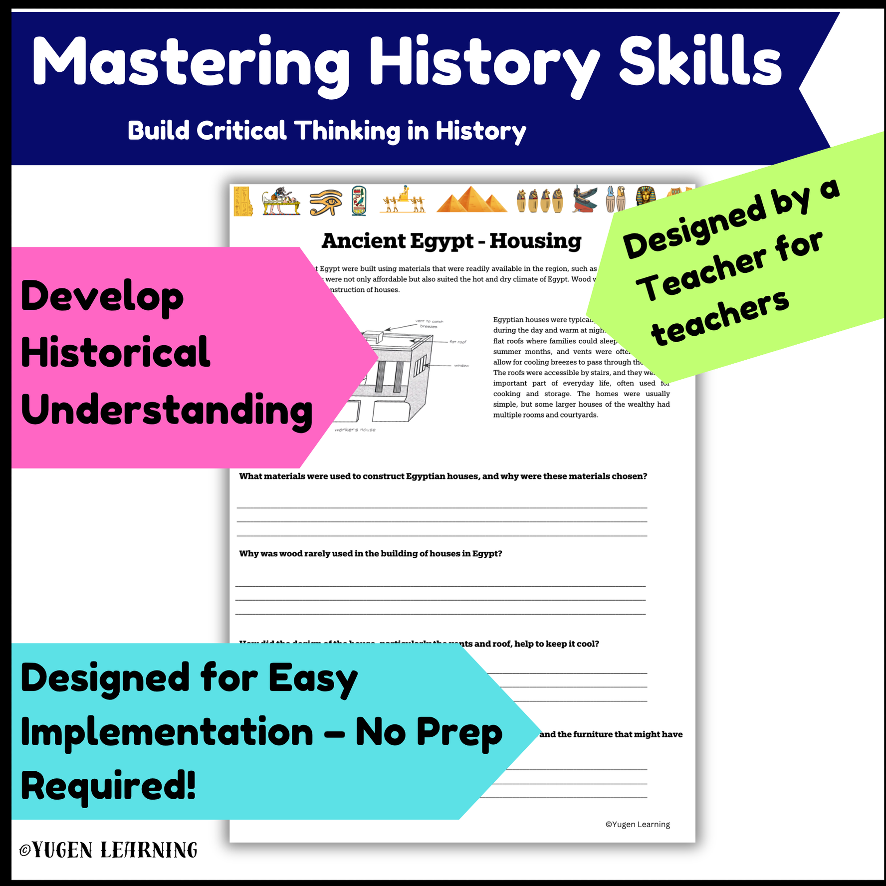 Housing in Ancient Egypt: Rich vs. Poor Worksheet, Slide Deck (Digital-Print)
