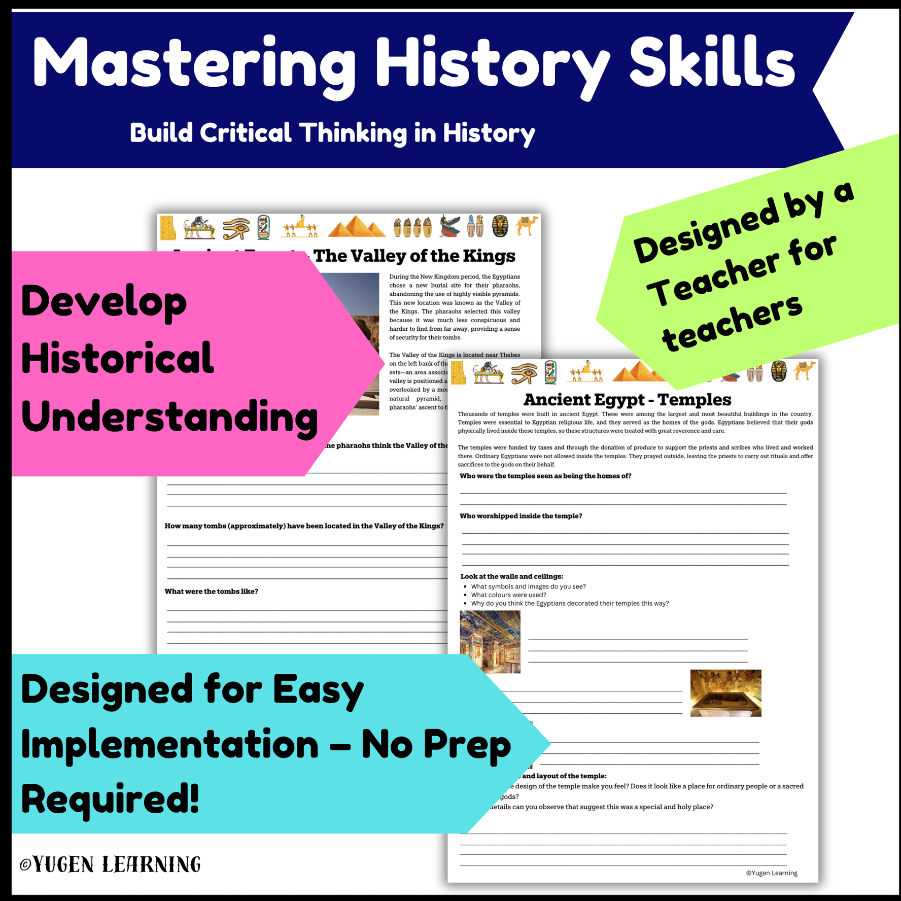 Ancient History - Ancient Egypt Valley of the Kings Guided Reading Worksheet