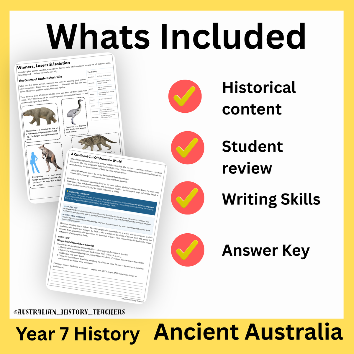 Year 7 Ancient Australia & Deep Time: Megafauna, Extinction & Isolation | PowerPoint & Worksheets