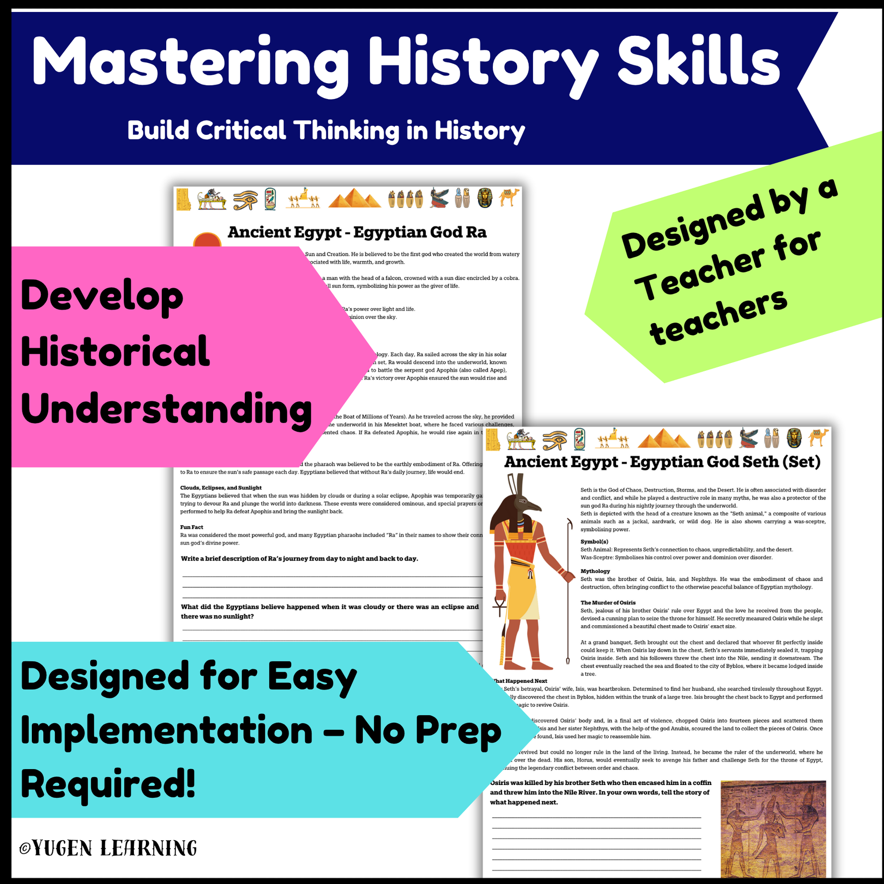 Religion in Ancient Egypt: Gods and Their Influence Worksheets (Digital-Print)