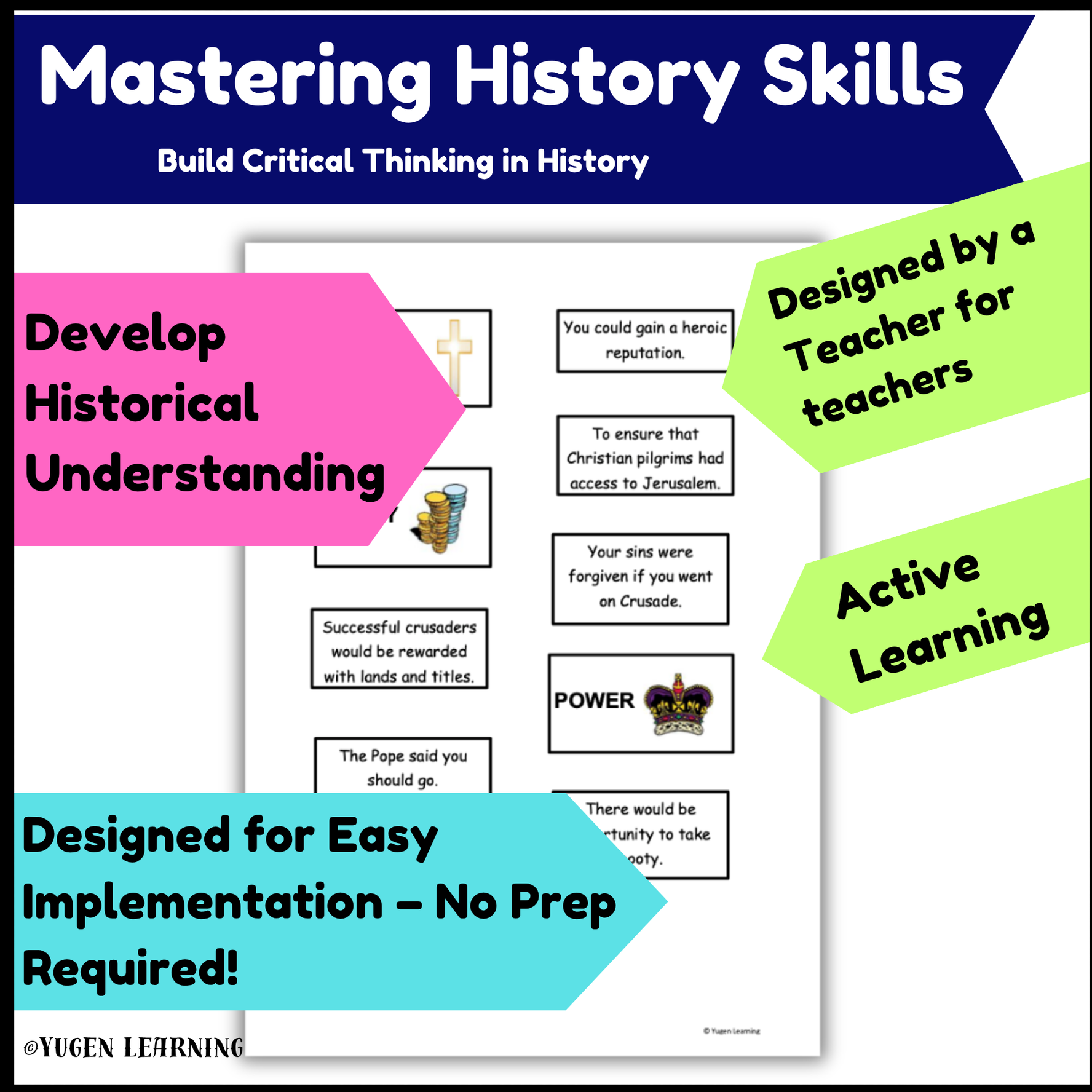 Medieval Crusades Card Sort, Why They Went Activity, Slides (Digital & Print)