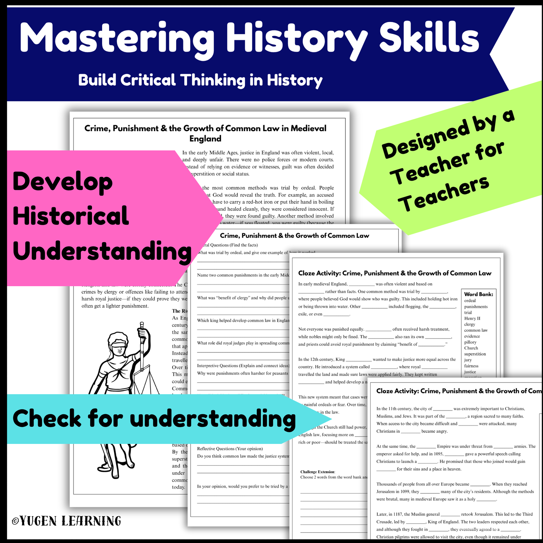 Medieval Crime & Punishment Worksheet Activities, History Task, Digital-Print
