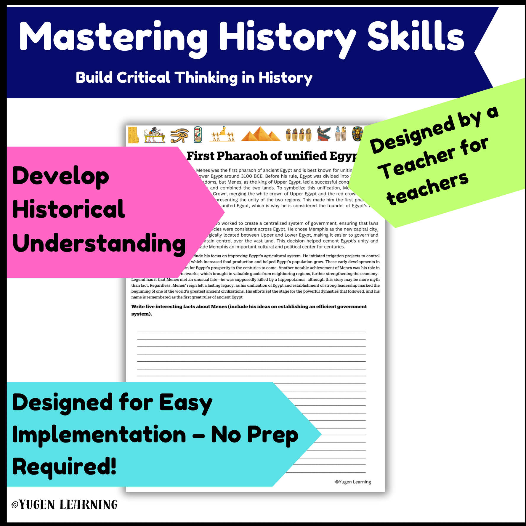 Ancient Egypt:Build Your Own Pharaoh’s Legacy: Interactive Activity worksheet (digital-Print)