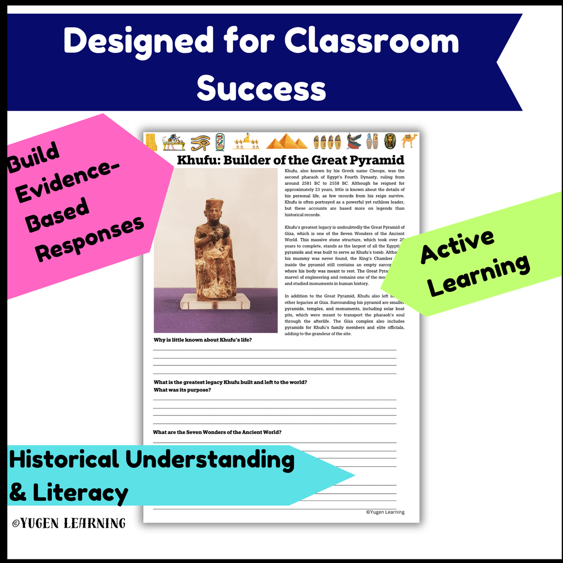 Khufu builder of the Great Pyramid worksheet Activity, slide (Digital-Print)