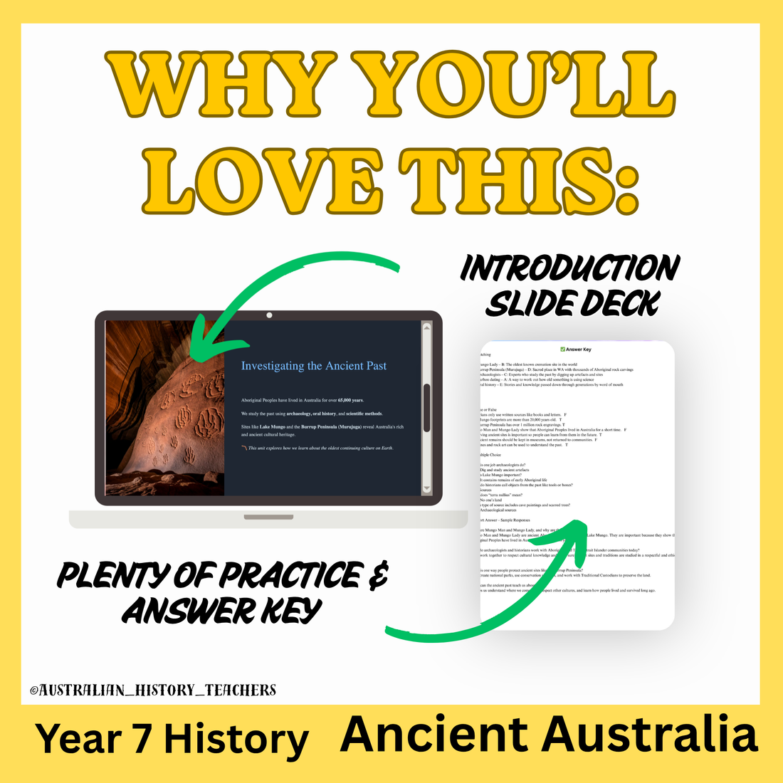 Ancient Australia Introduction | Year 7 History & Humanities | Lesson Slides, Printable Worksheets & Answer Key