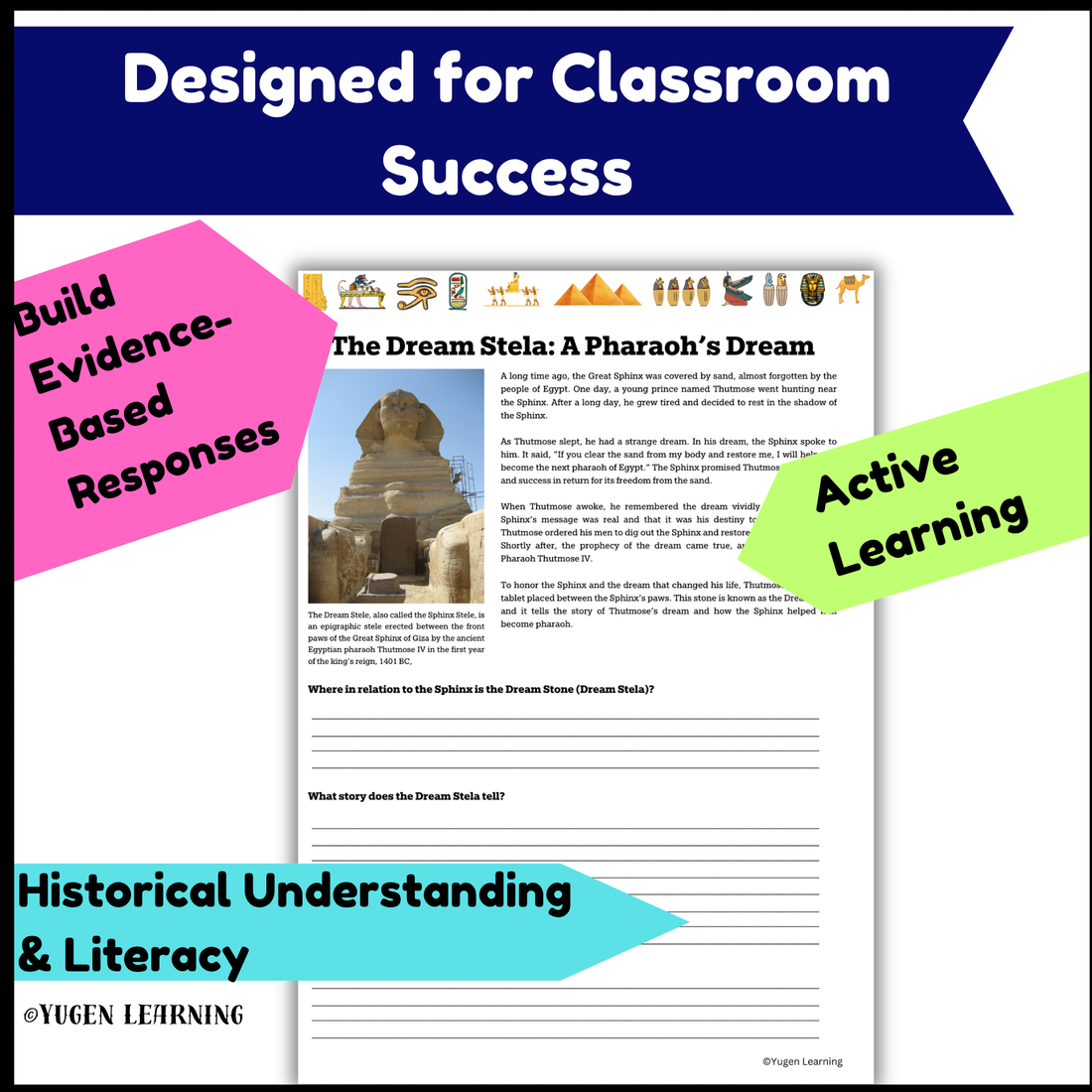 The Dream Stela and the Great Sphinx Activity worksheet, slides (Digital-Print)