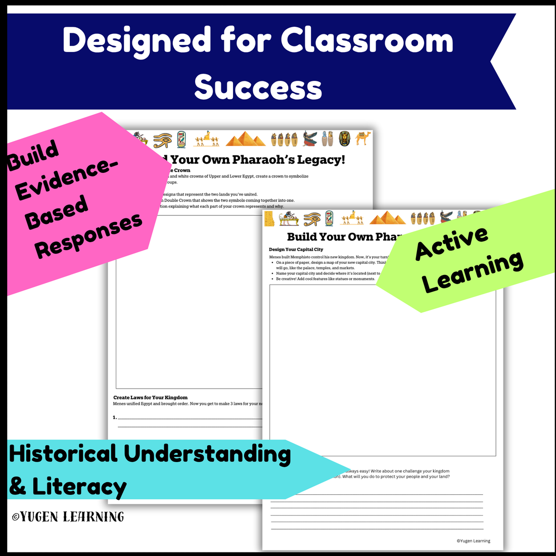 Ancient Egypt:Build Your Own Pharaoh’s Legacy: Interactive Activity worksheet (digital-Print)