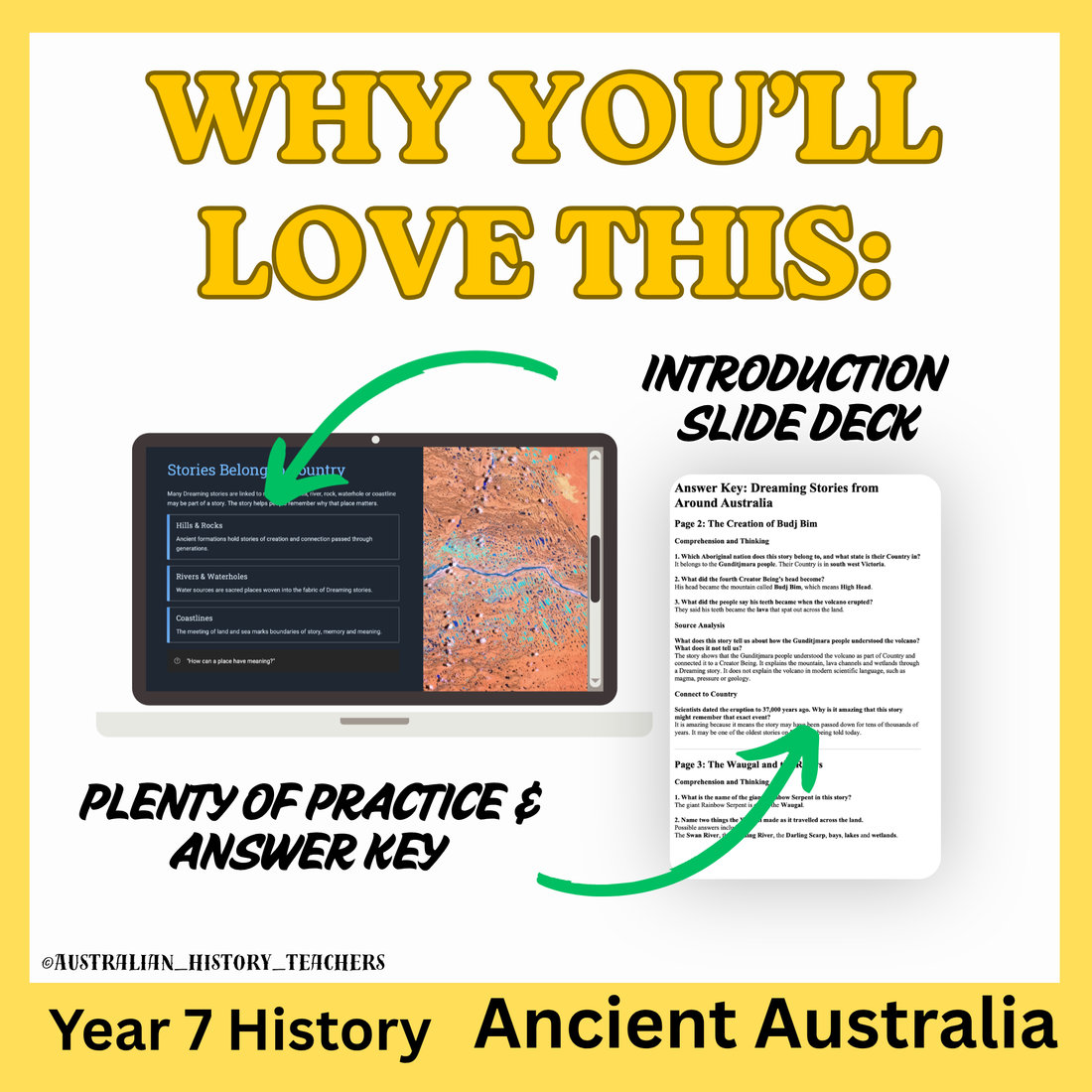 Year 7 Ancient Australia & Deep Time: The Dreaming | PowerPoint, Worksheets & Answers