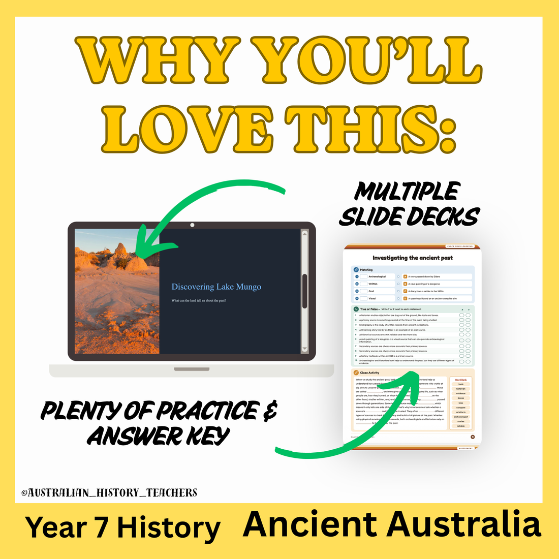 Year 7 Ancient Australia & Deep Time: 3-Week Archaeology Unit | Slides & Worksheets
