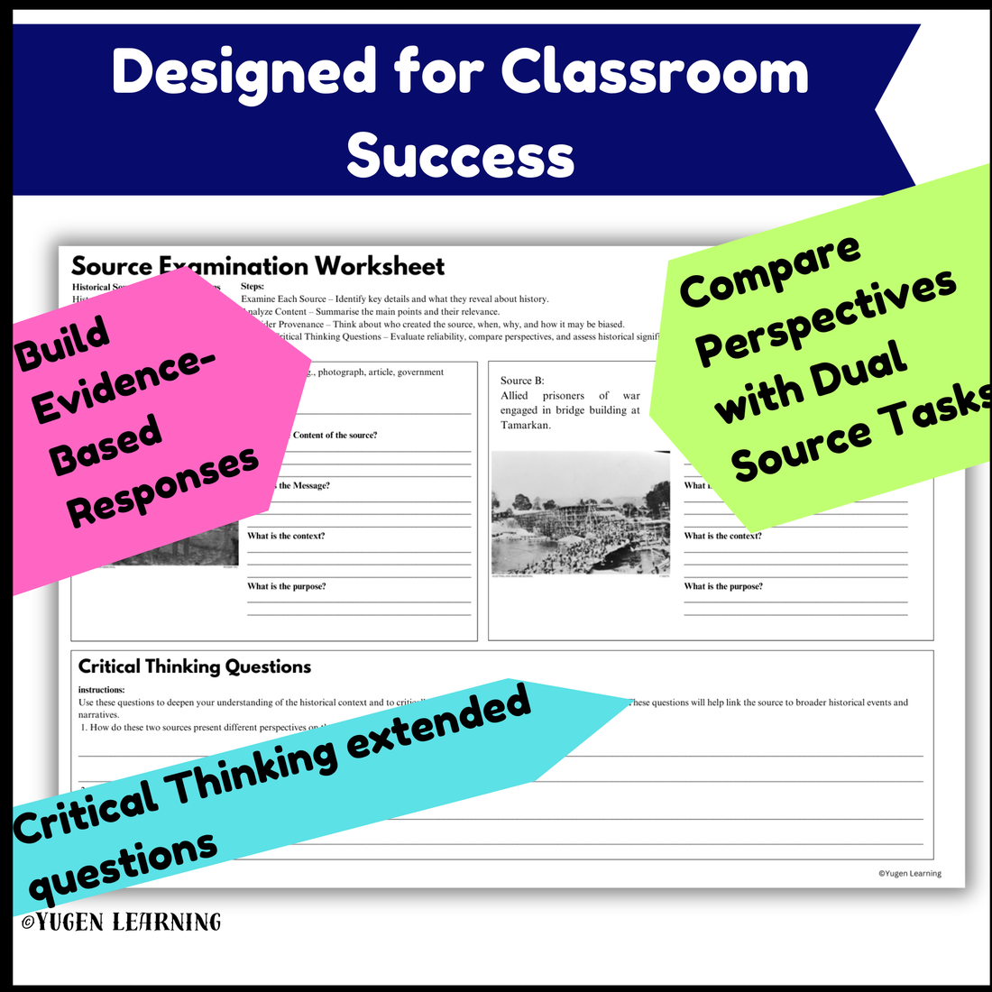 Australian History - WW2 The Burma or Death Railway Source Usefulness worksheet