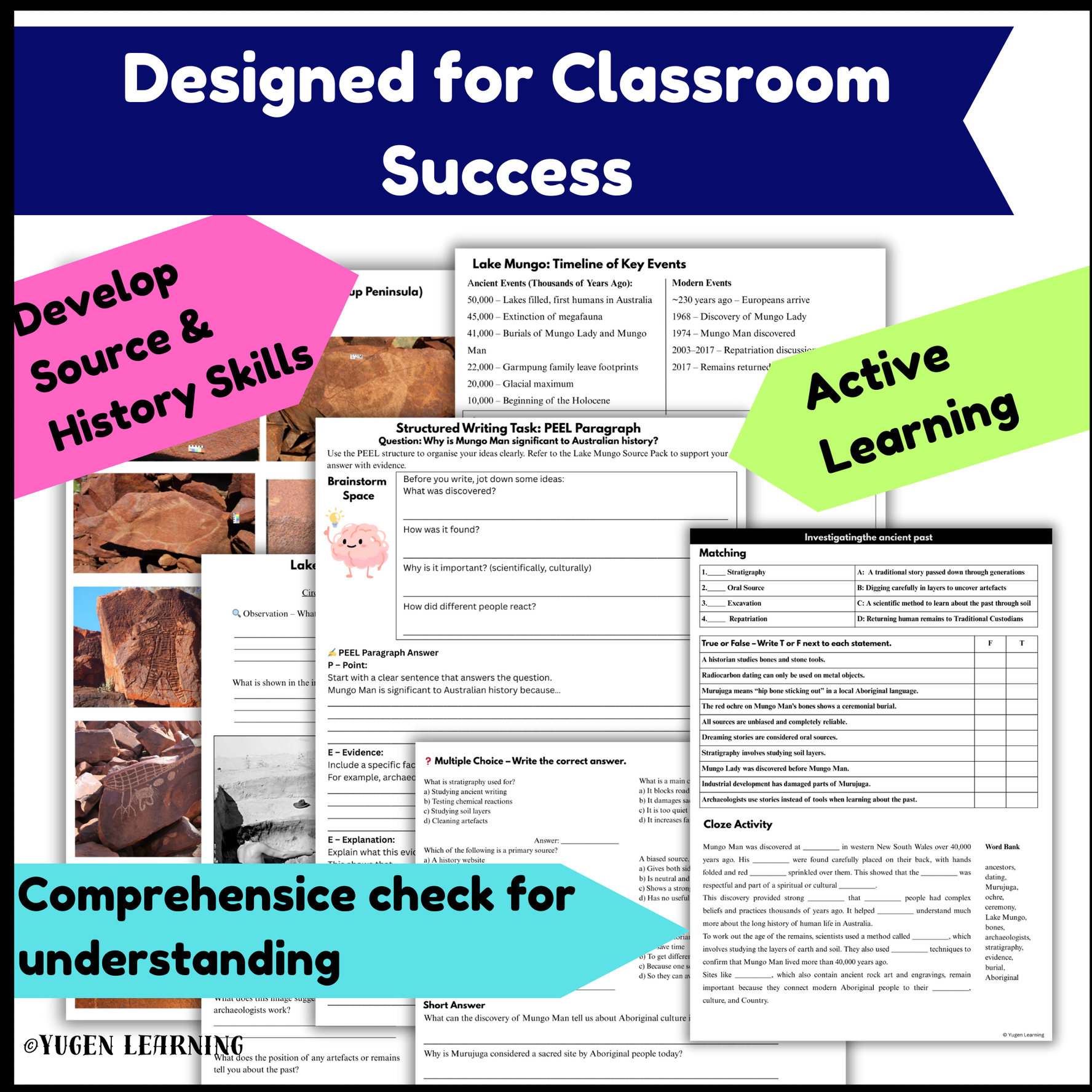 Ancient Australia History 3-Week Unit: Slides, Worksheets (Digital & Print)