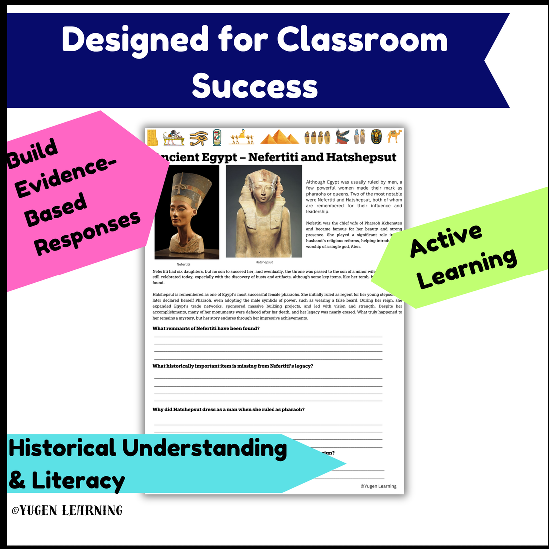 Powerful Women of Ancient Egypt Nefertiti, Hatshepsut worksheet (digital-Print