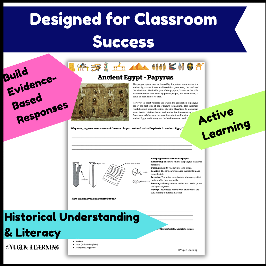 Papyrus: A Vital Plant in Ancient Egypt, worksheet Slid Deck, (Digital-Print)