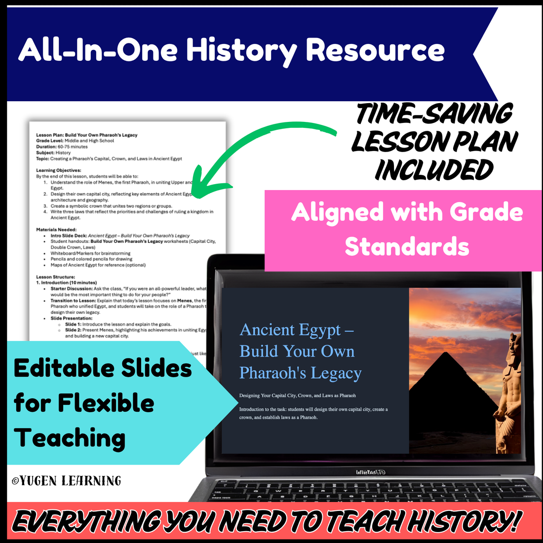 Ancient Egypt:Build Your Own Pharaoh’s Legacy: Interactive Activity worksheet (digital-Print)